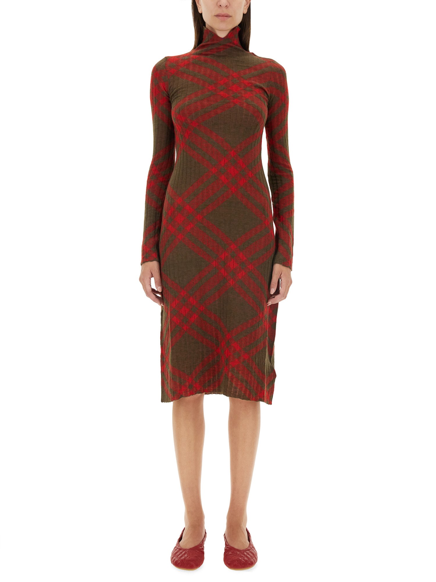 Burberry burberry check wool blend dress