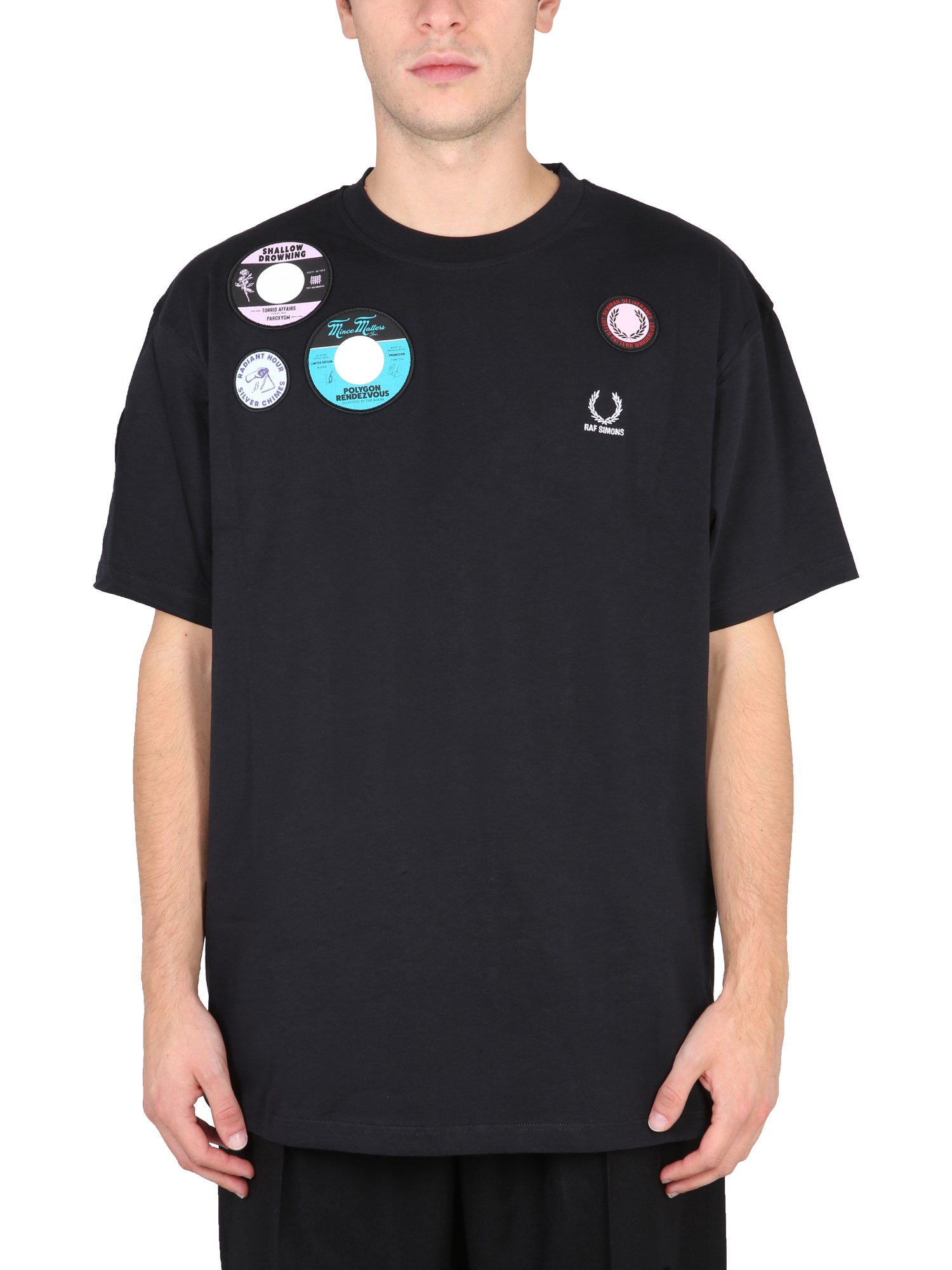 fred perry x raf simons fred perry x raf simons oversized t-shirt with patch