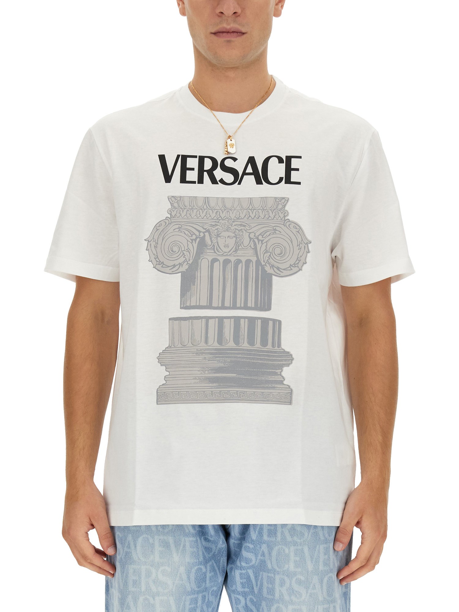 Versace versace logo print t-shirt