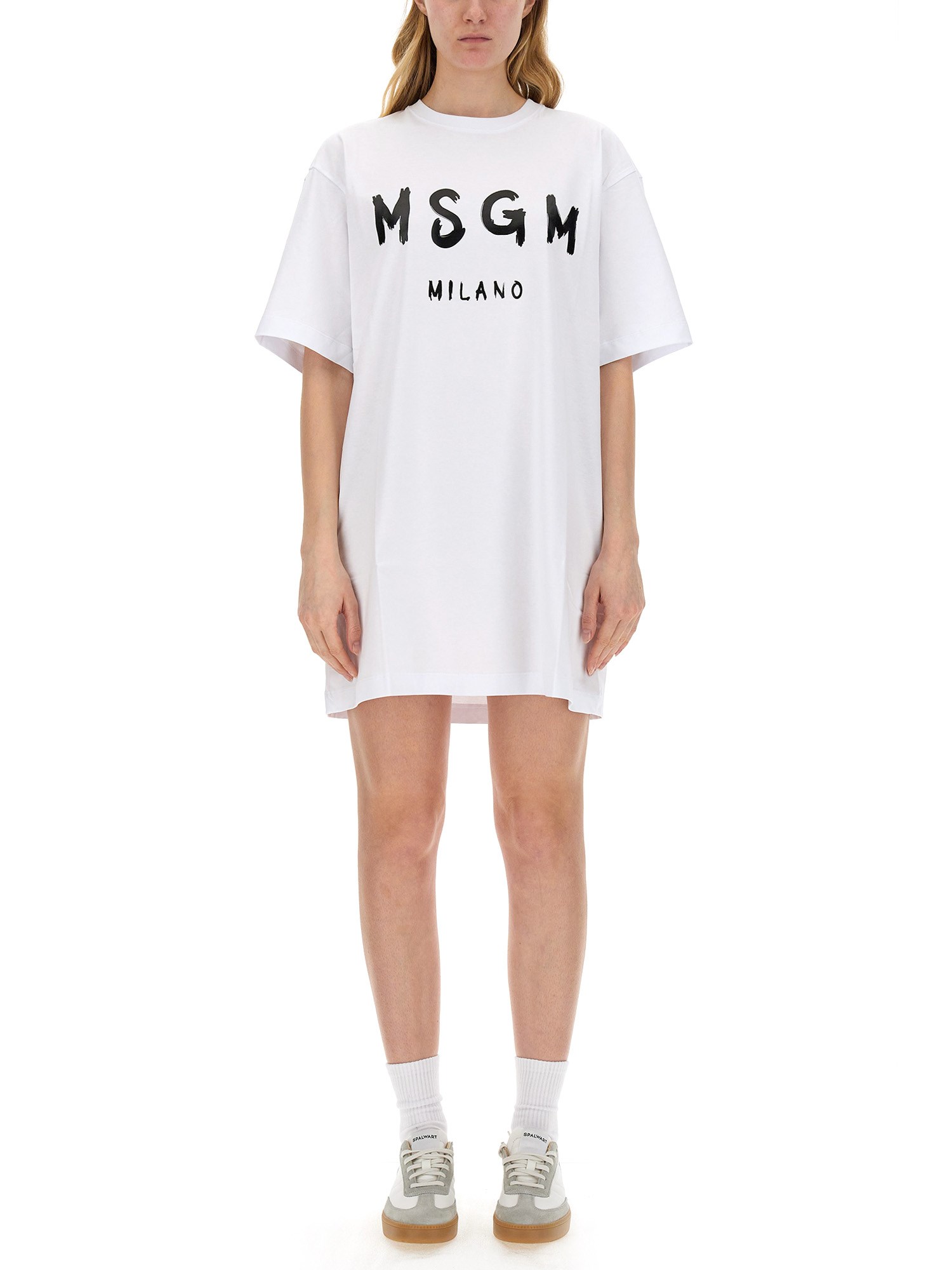 Msgm msgm logo print t-shirt dress