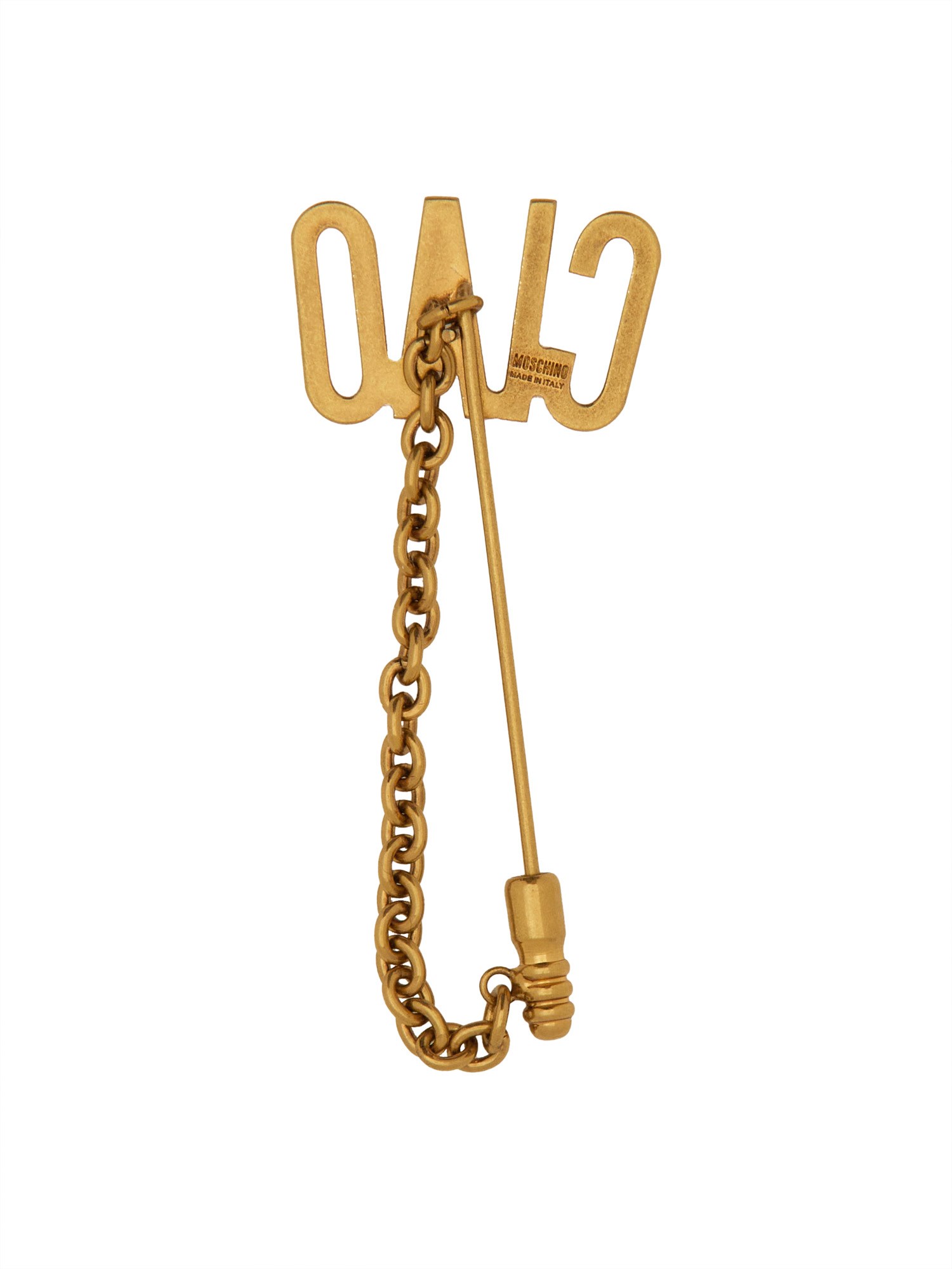 Moschino moschino brooch with chain hello