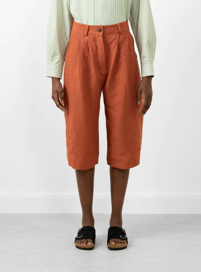  Cawley Eli Linen Shorts Terracotta - Size: Medium