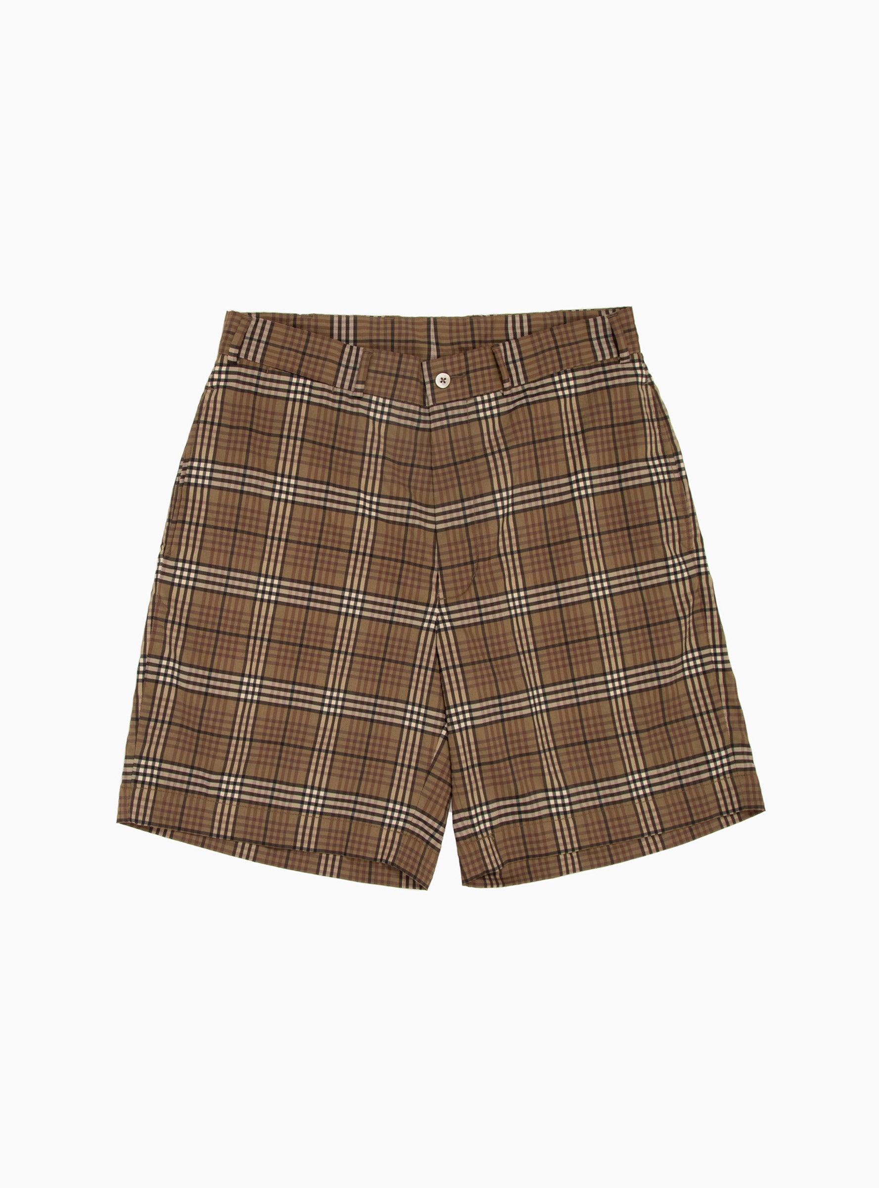  Beams Plus Check Shorts Olive