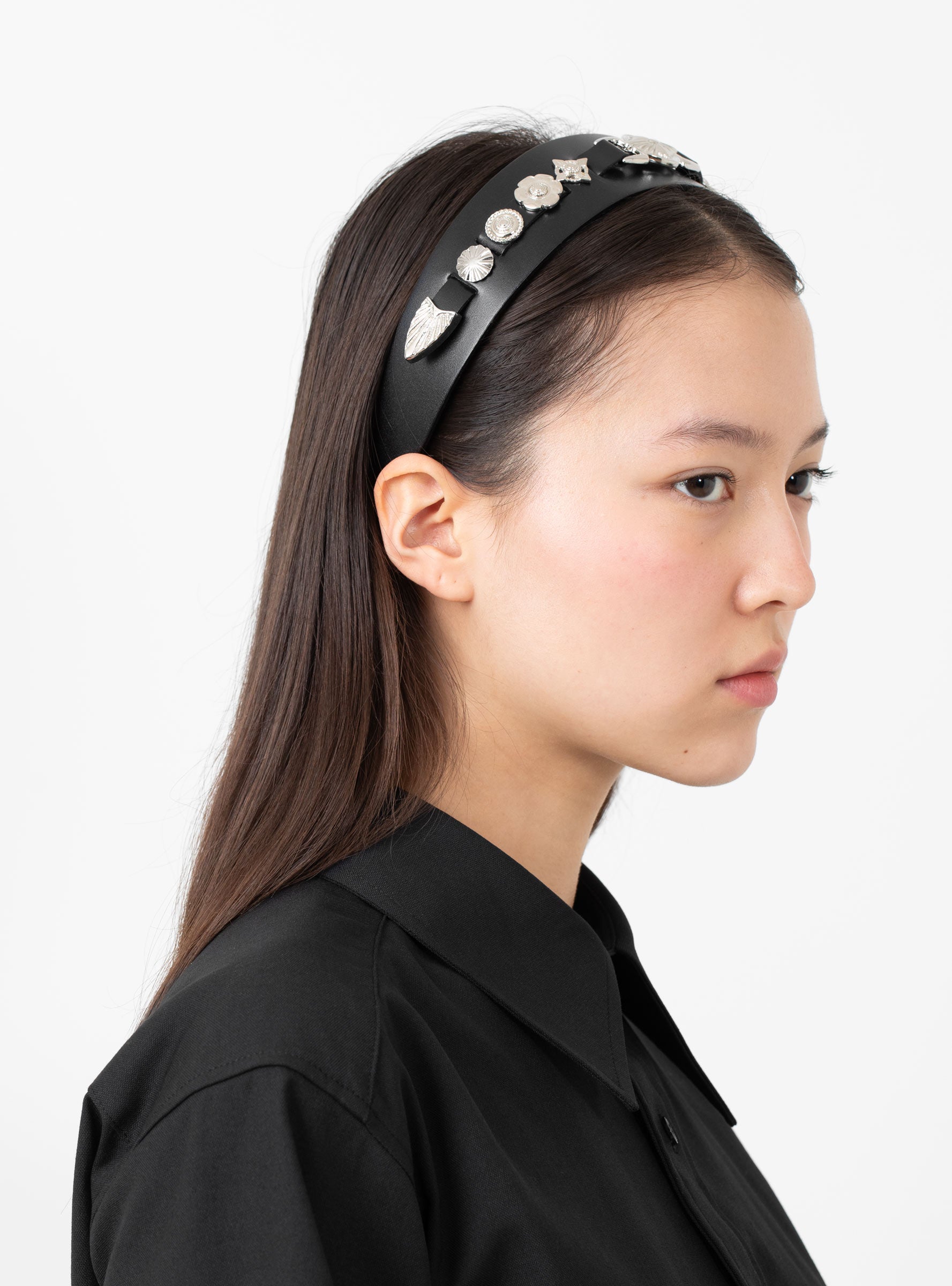  TOGA PULLA Leather Headband Black