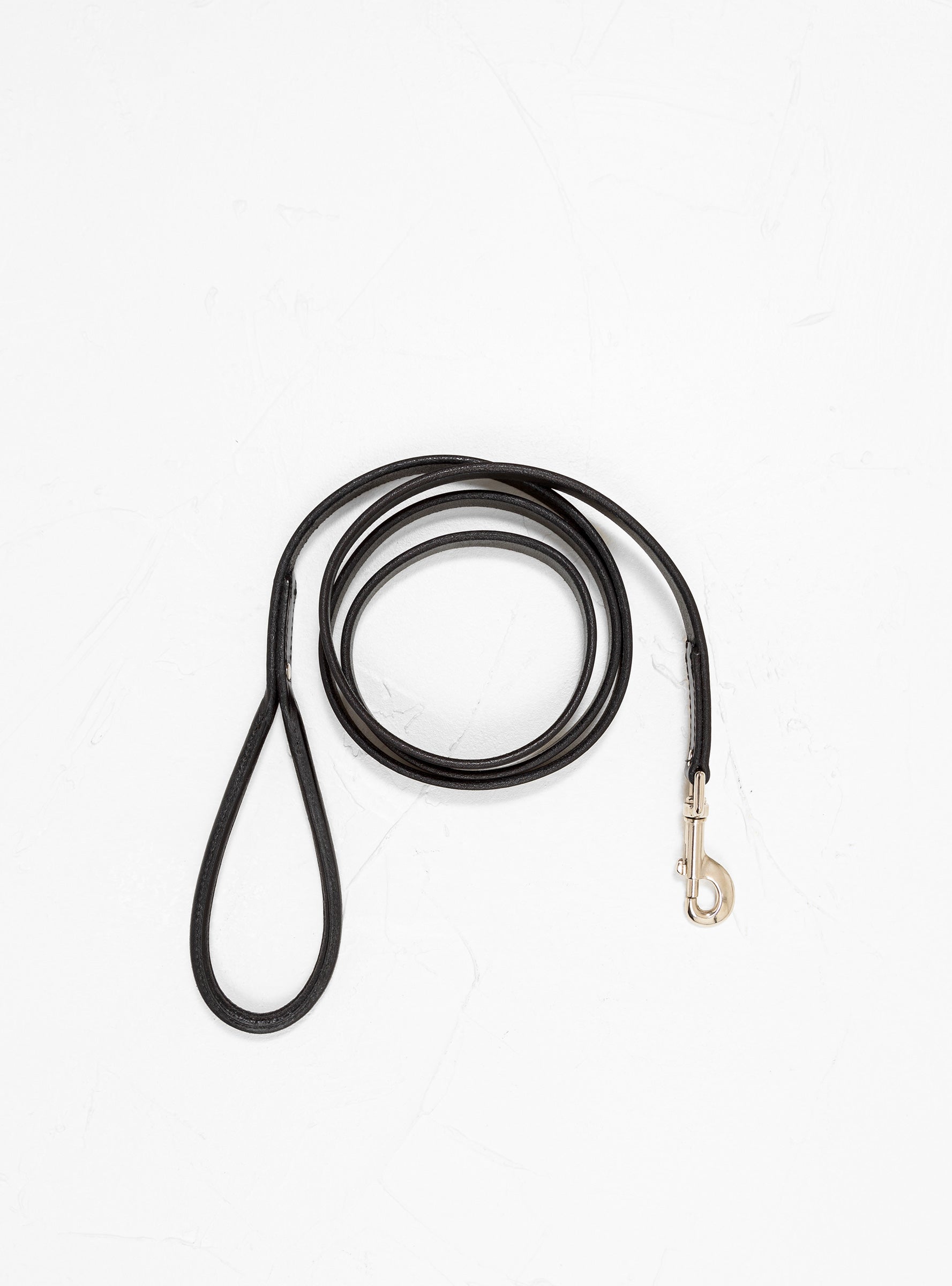  Tory Leather Rolled Leather Dog Leash Black & Silver