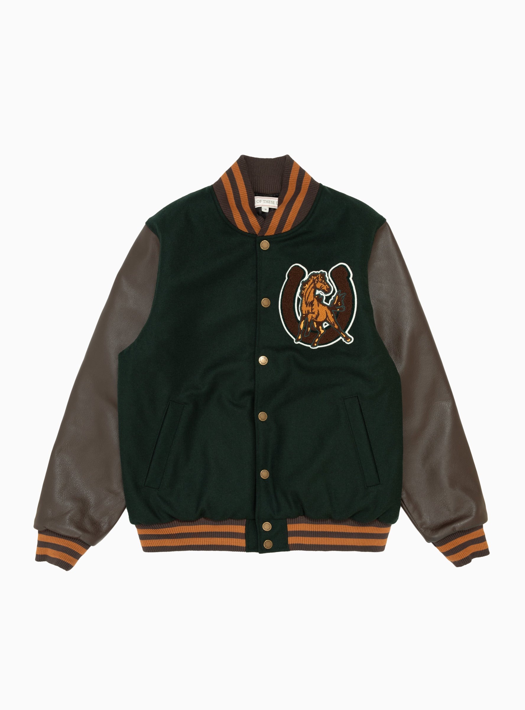  One of These Days Mustang Varsity Jacket Green & Brown