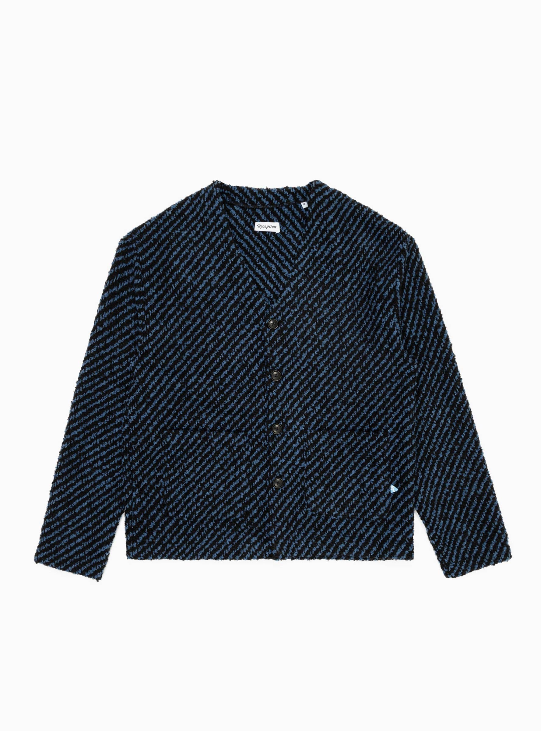  Reception Wool Boucle Cardigan Navy & Black Stripe