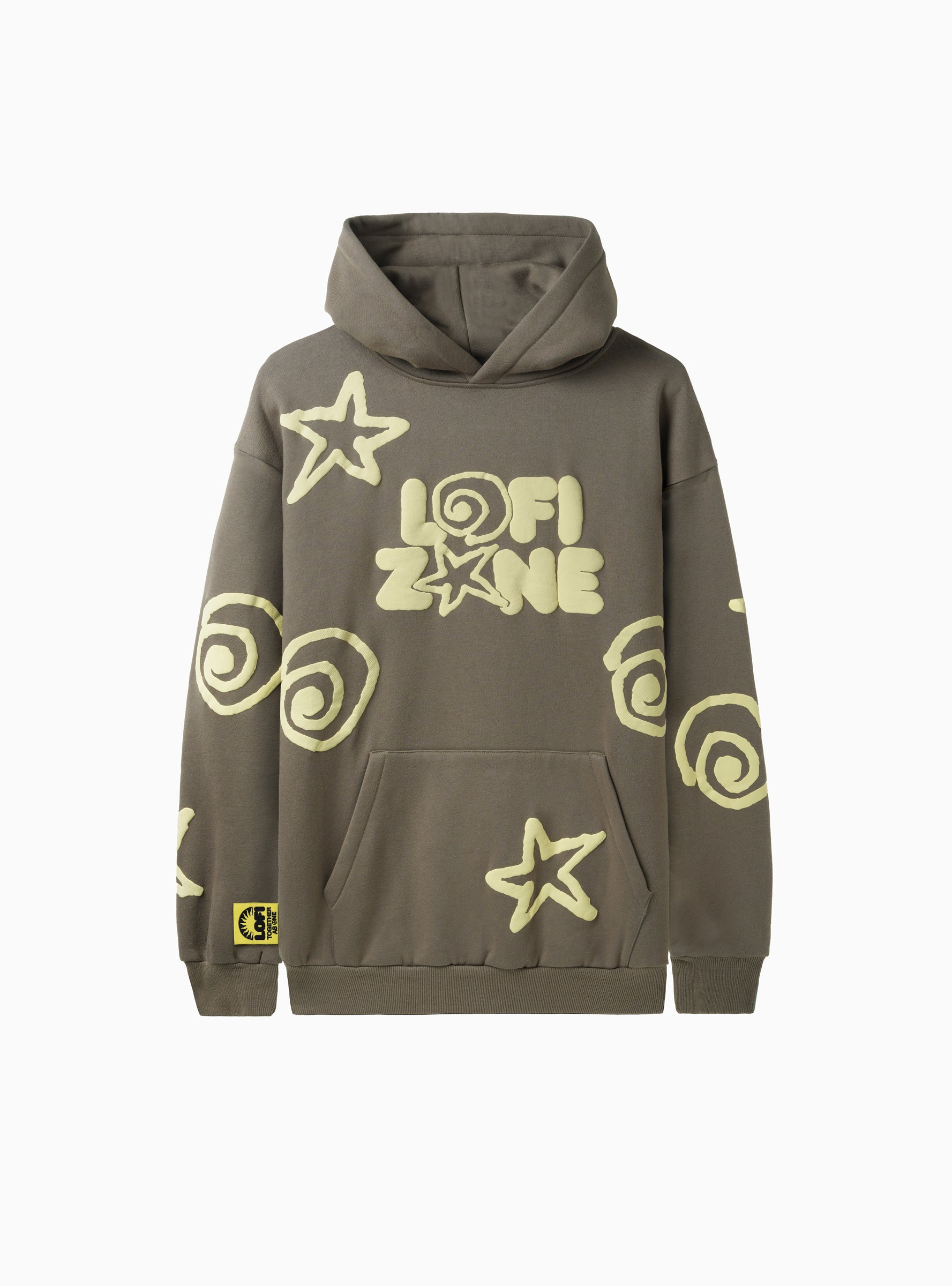  Lo-Fi All Over Shapes Hoodie Washed Brown