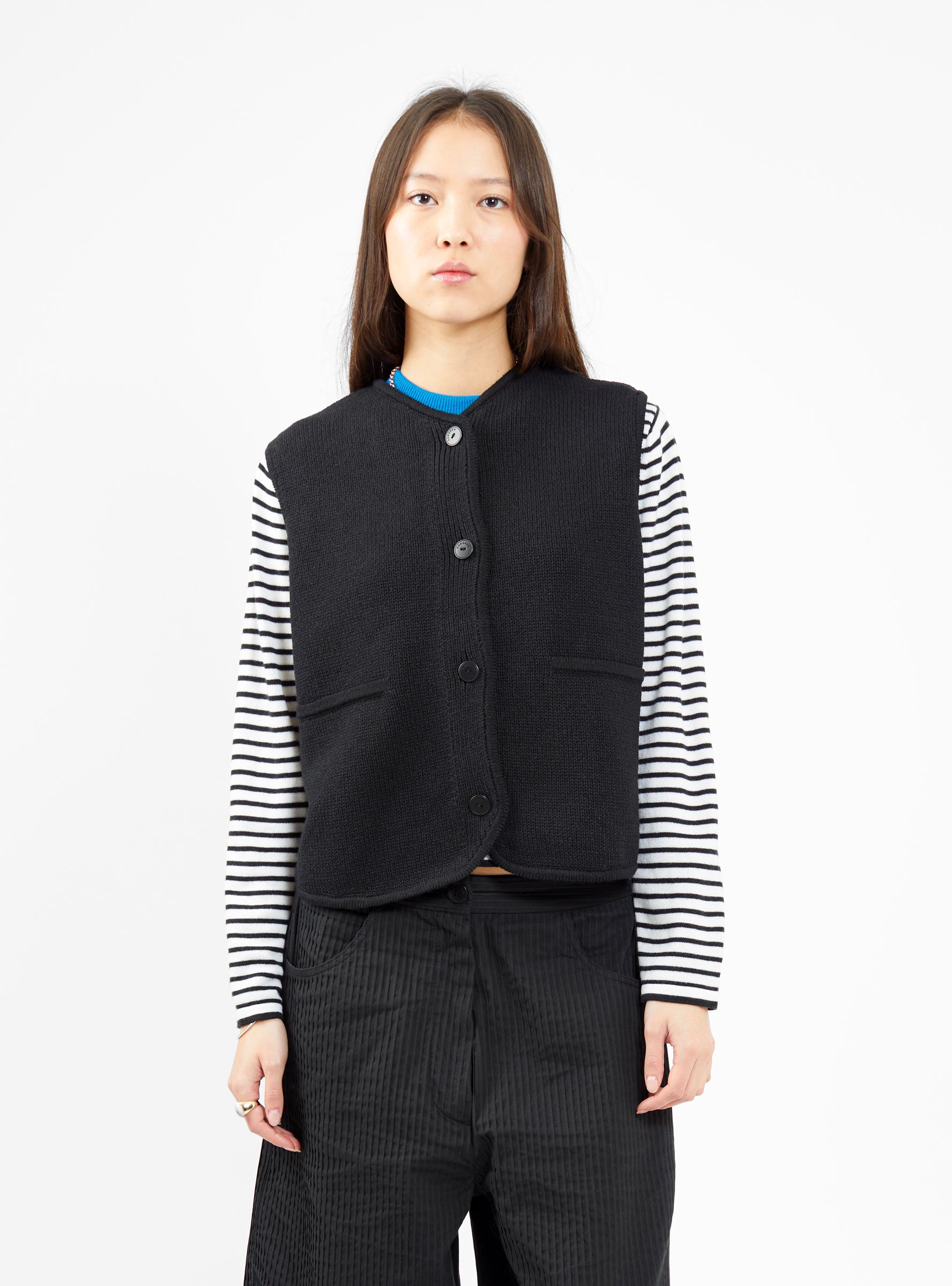  Cordera Boxy Cotton Waistcoat Black