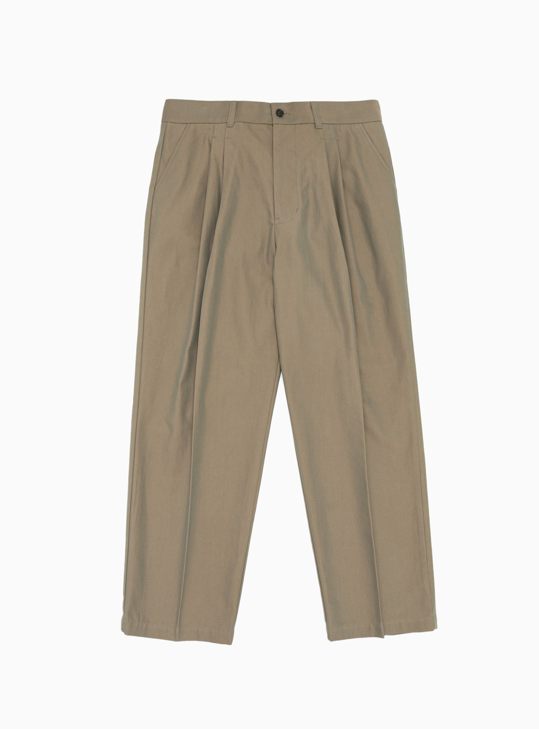  Still By Hand Deep Tuck Pressed Trousers Olive