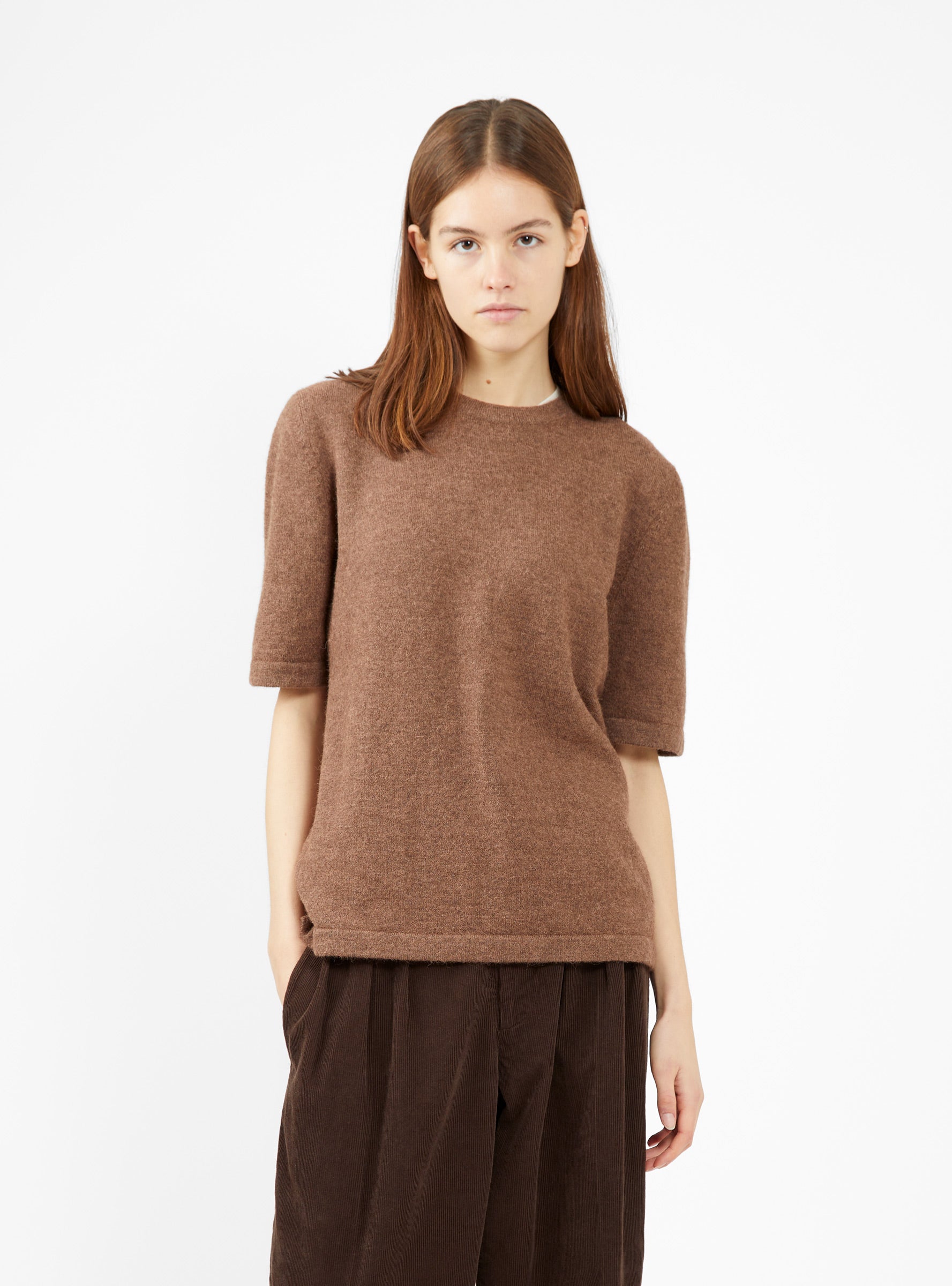 Lauren Manoogian Lauren Manoogian Short Sleeve Sweater Spice Brown - Size: Large