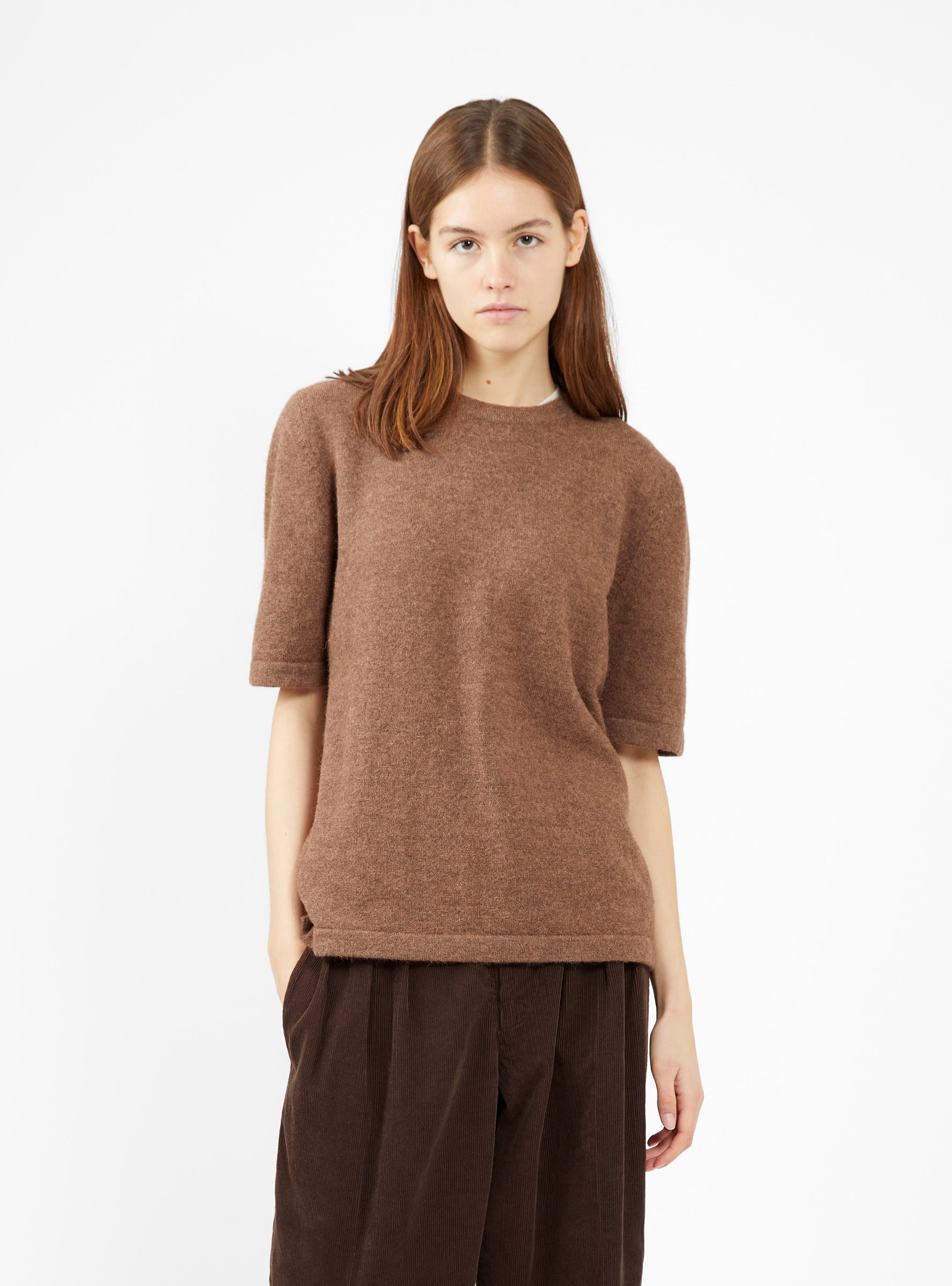  Lauren Manoogian Short Sleeve Sweater Spice Brown