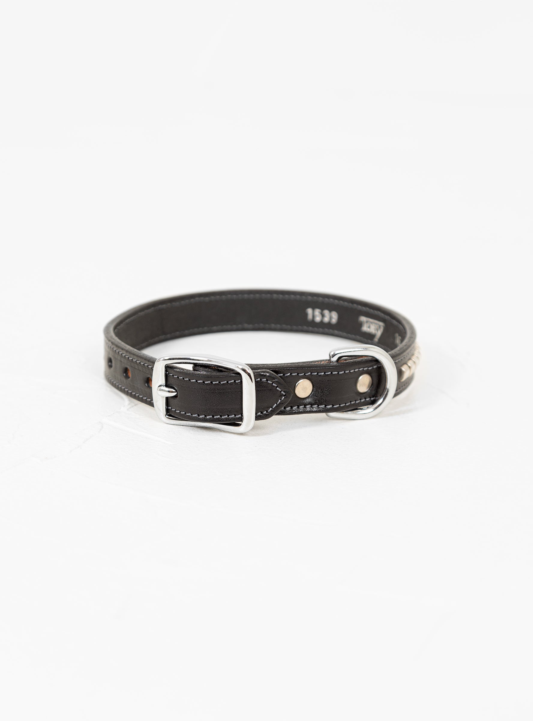  Tory Leather Clincher Dog Collar Black & Silver