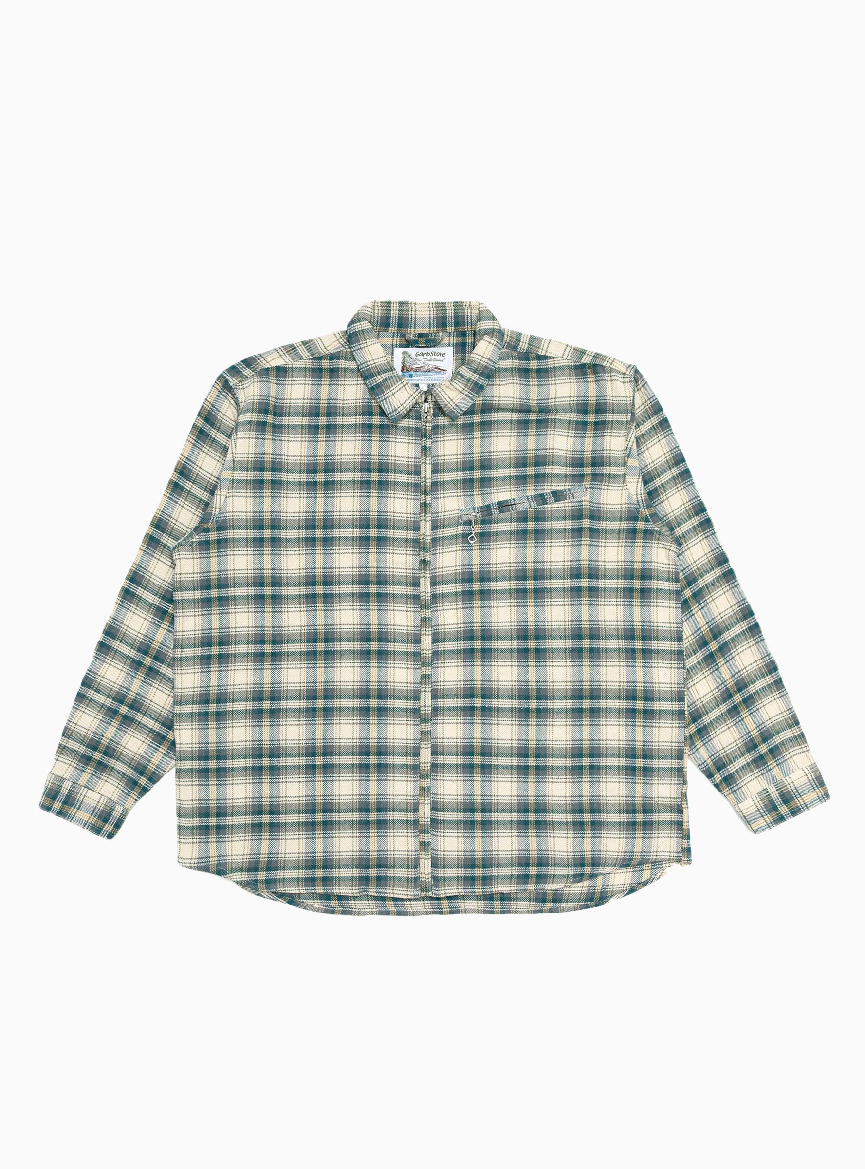  Garbstore Grande Zip Shirt Ecru Check - Size: Large