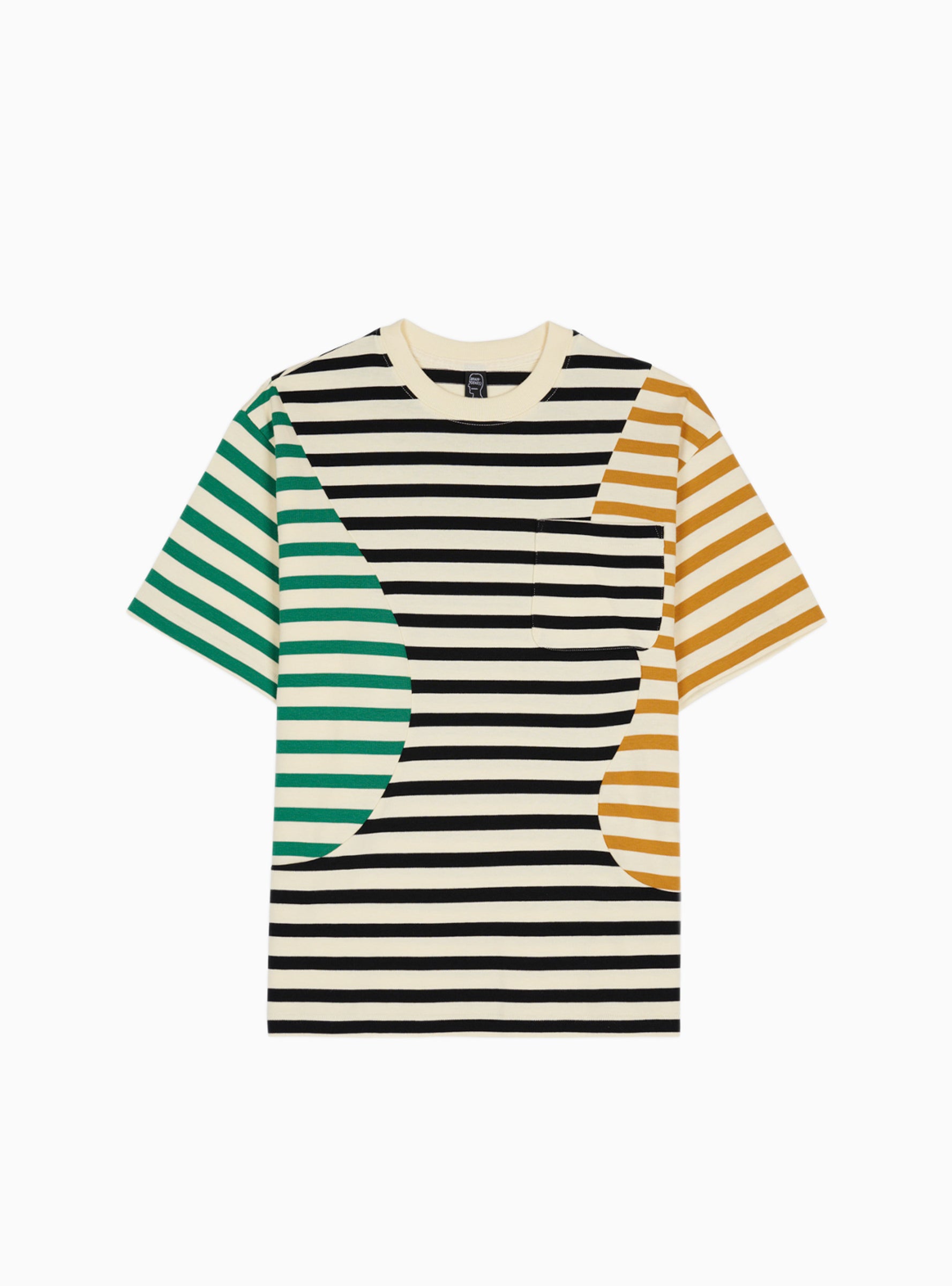  Brain Dead Organic Panelled Stripe T-shirt Cream & Multi