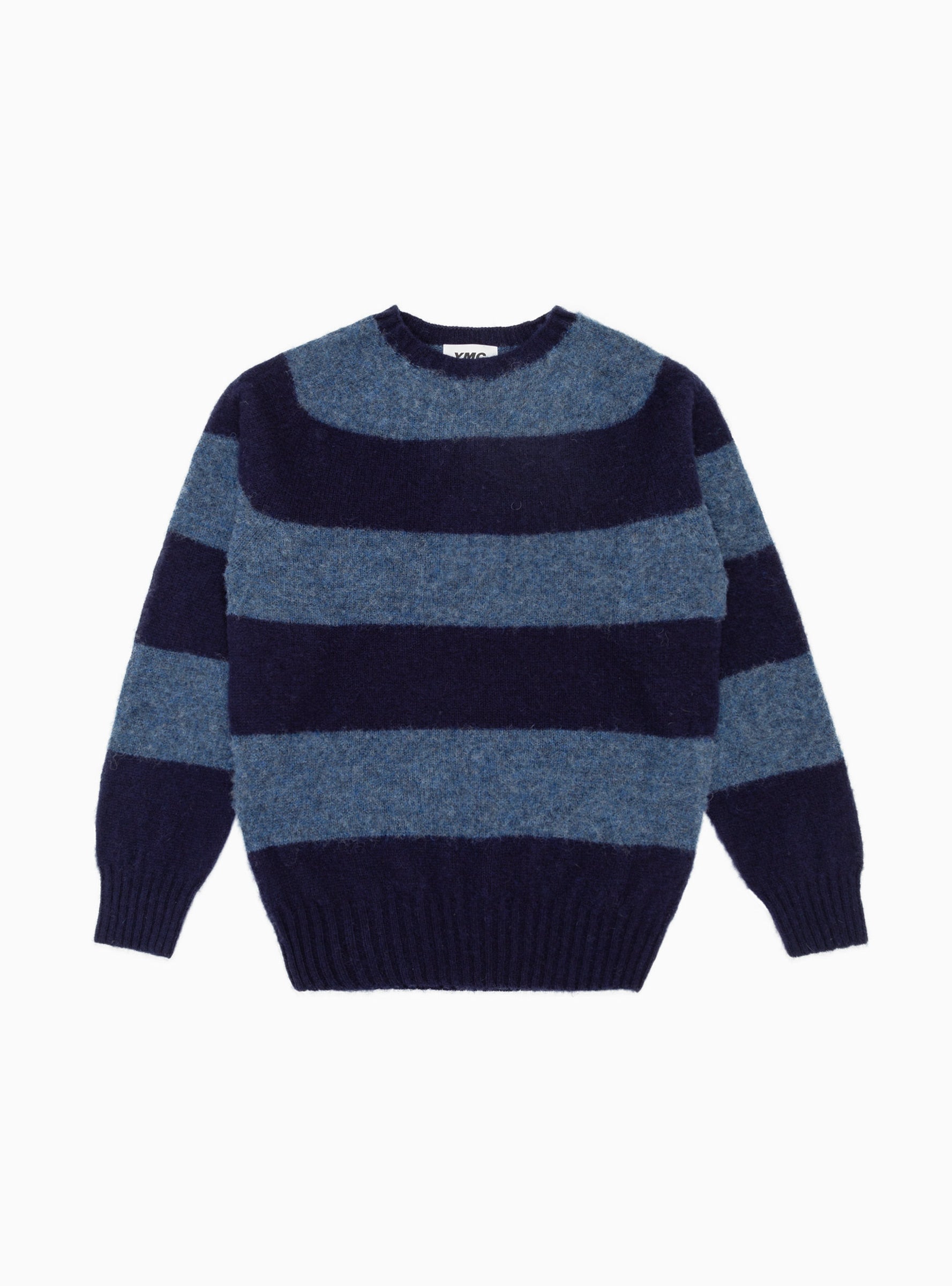  YMC Suedehead Sweater Navy & Blue Stripe