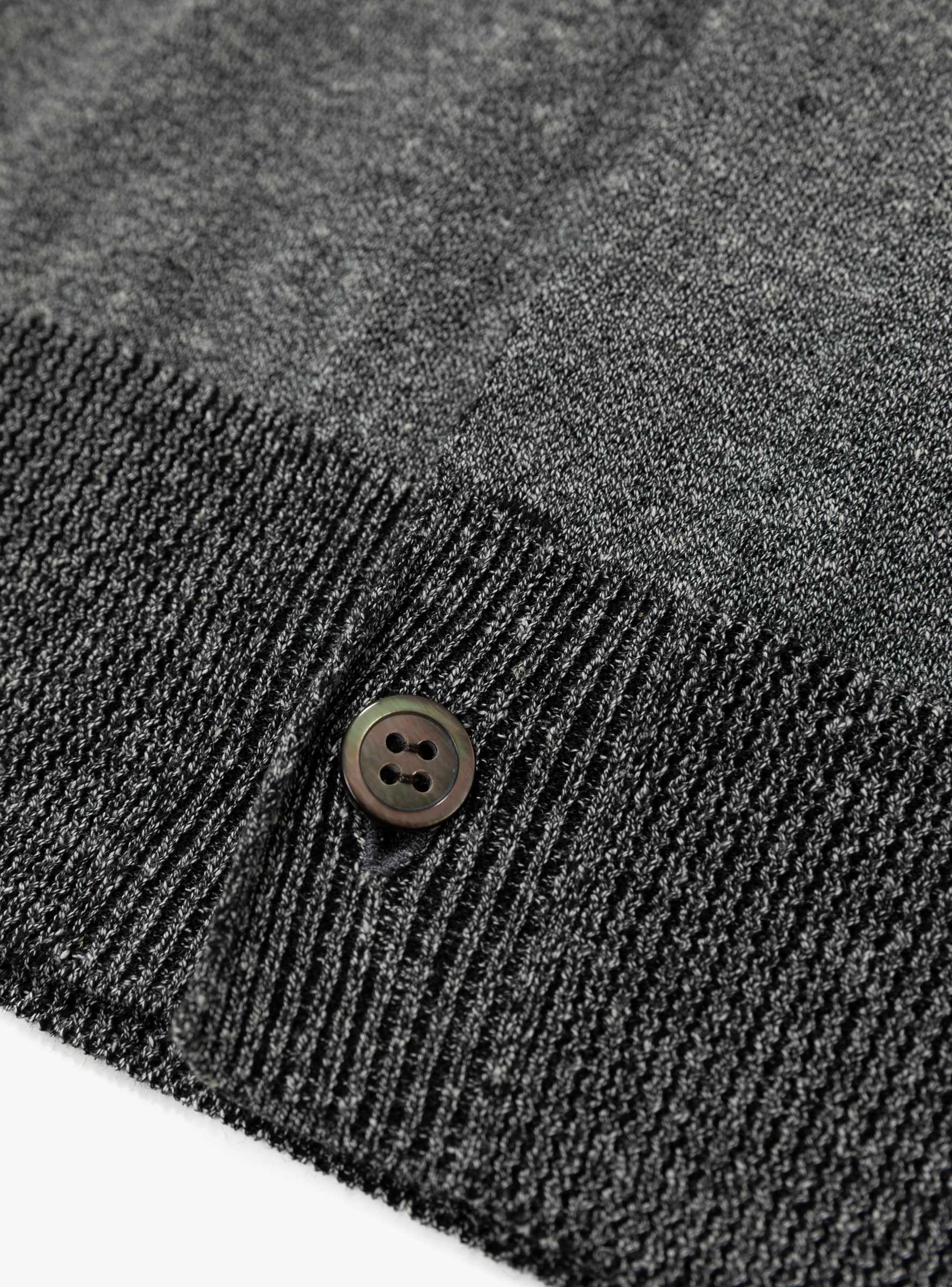  Still By Hand Melange Knit Polo Cardigan Grey - Size: Medium