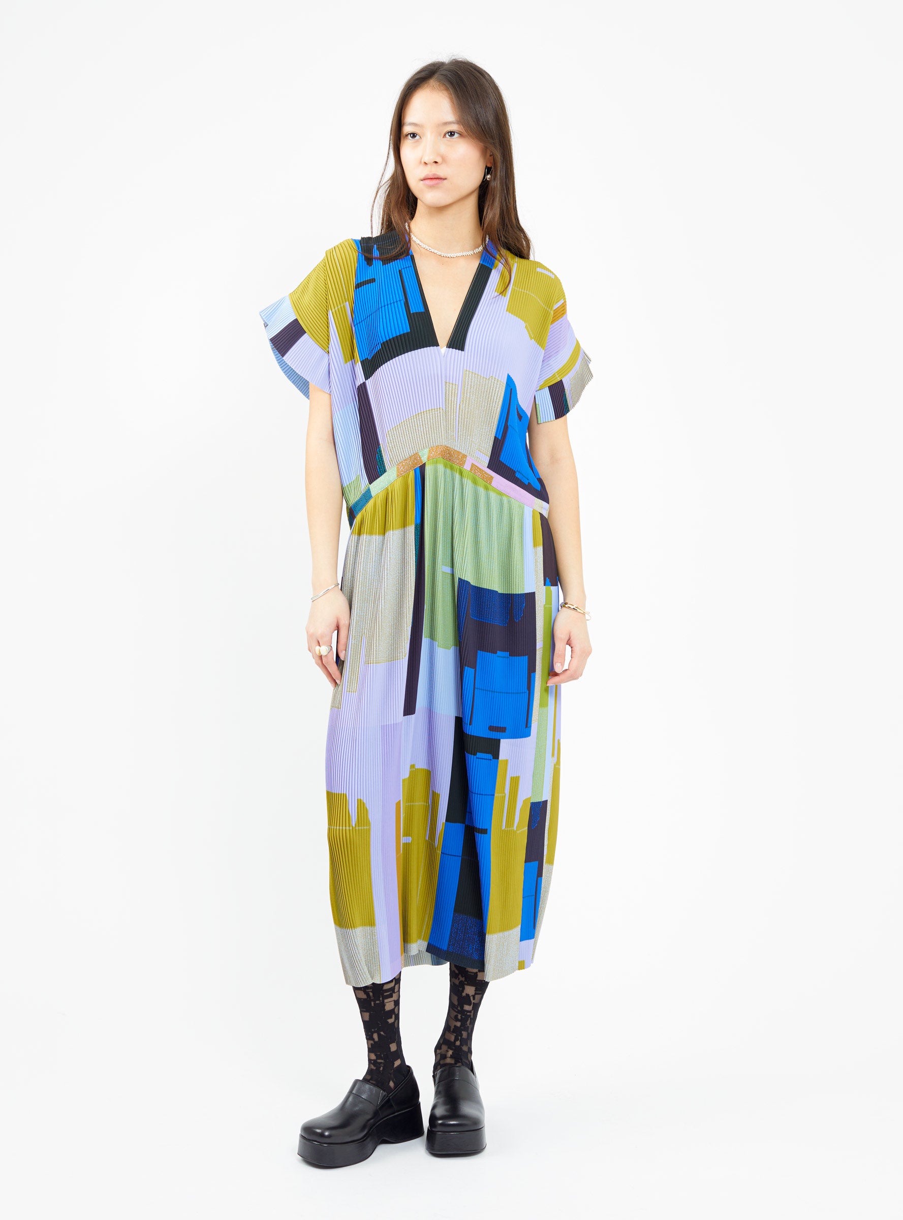  Henrik Vibskov Transit Plisse Dress Multi - Size: Medium