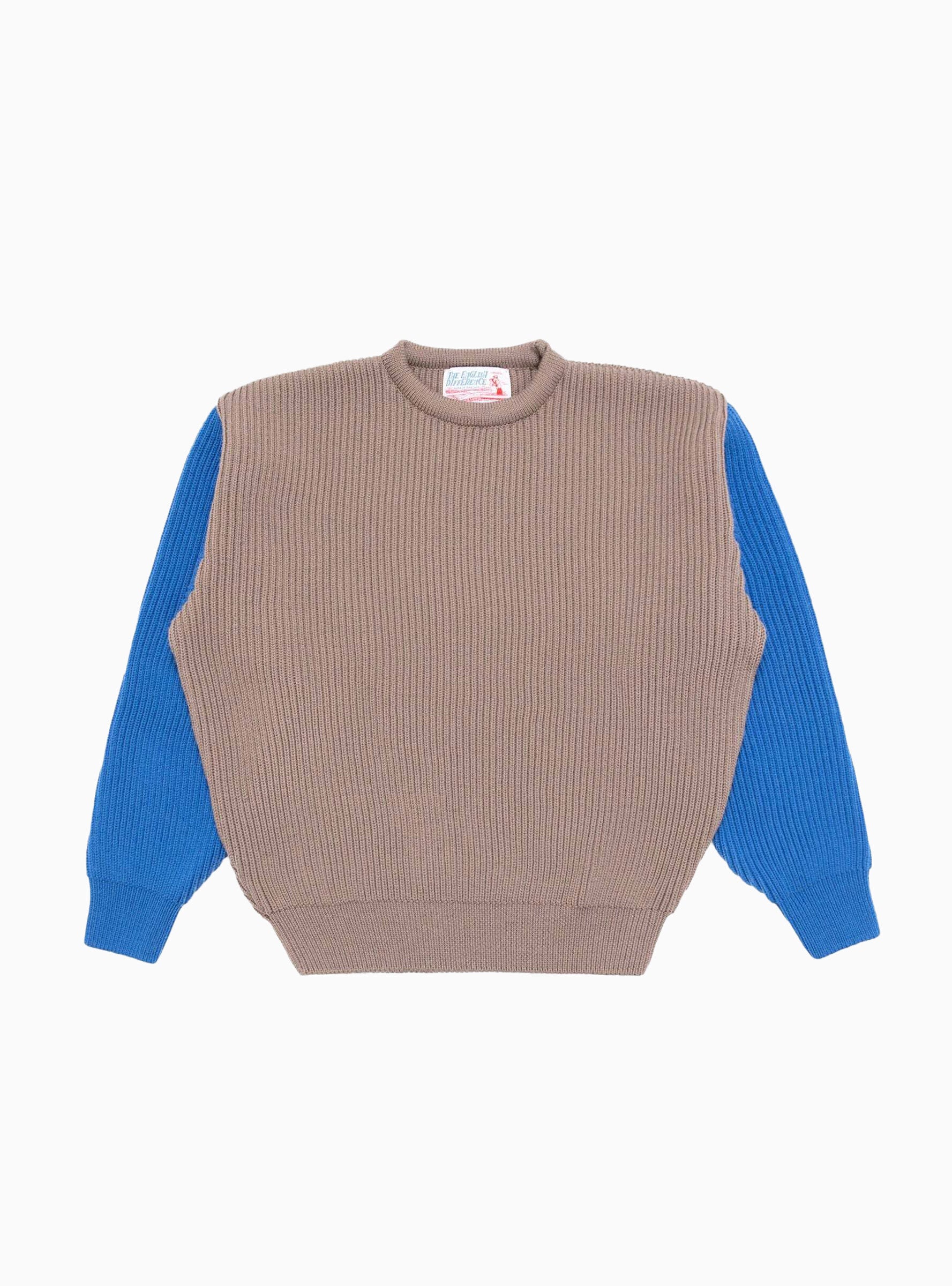  The English Difference Beacon Merino Wool Crew Sweater Earth & Royal Blue