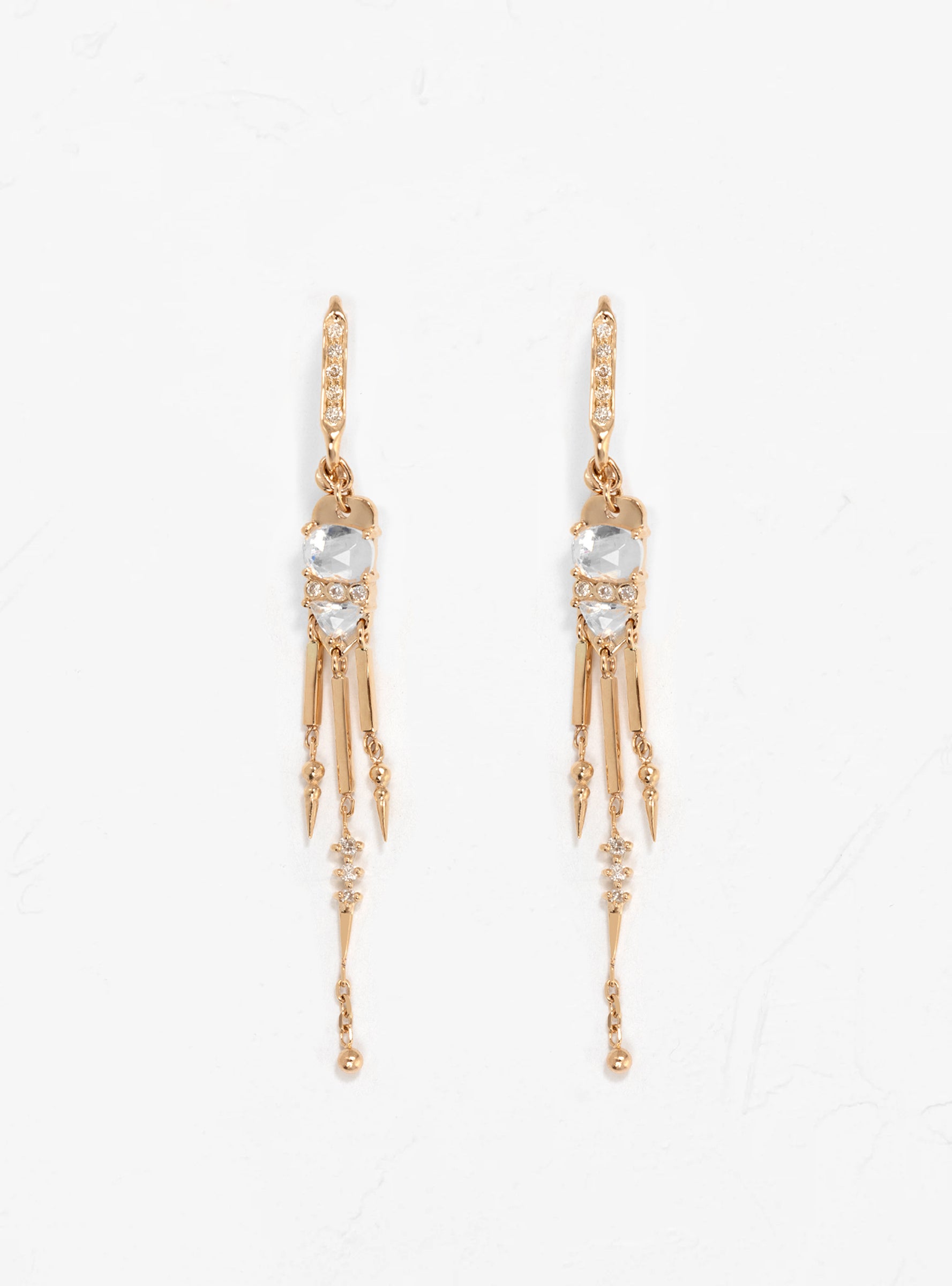  Celine Daoust Moonstone & Diamond Long Dangling Earrings