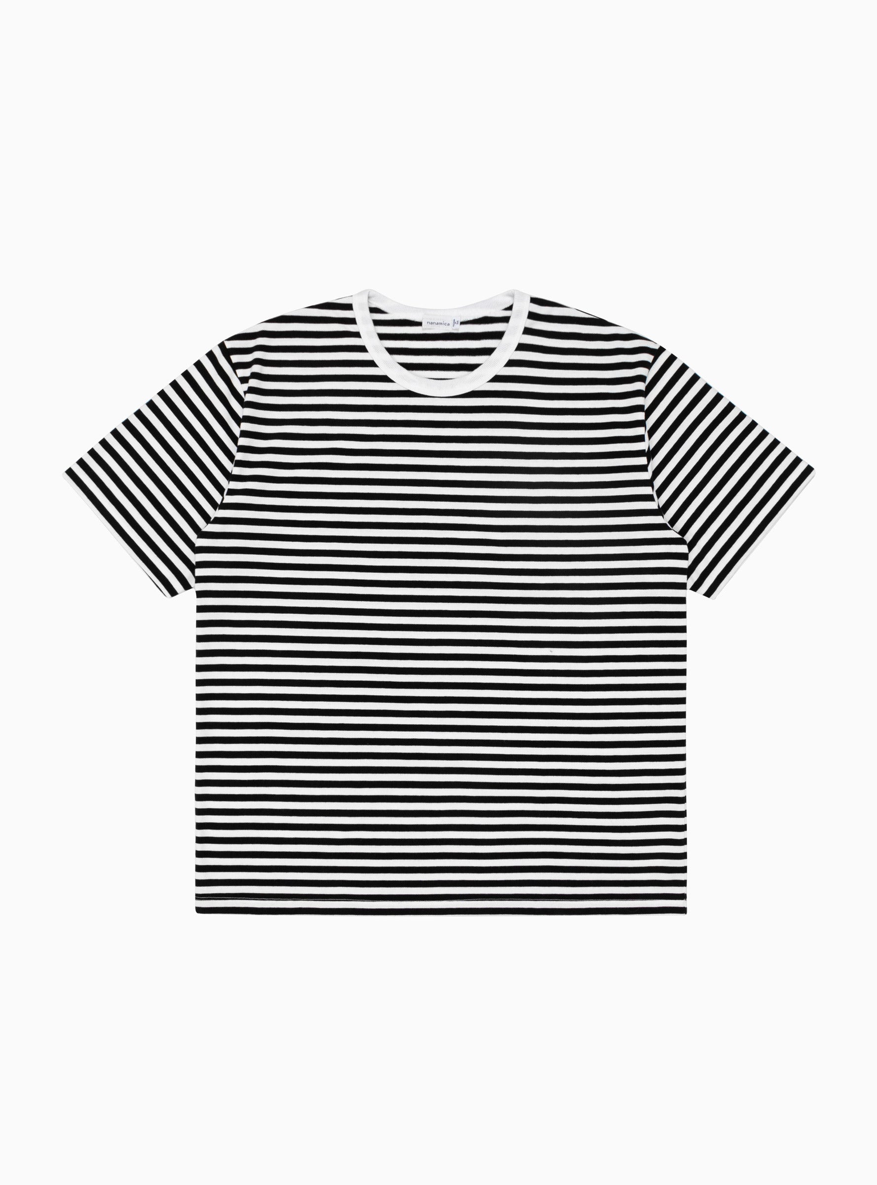  nanamica COOLMAX Stripe Short Sleeve Tee Black & White