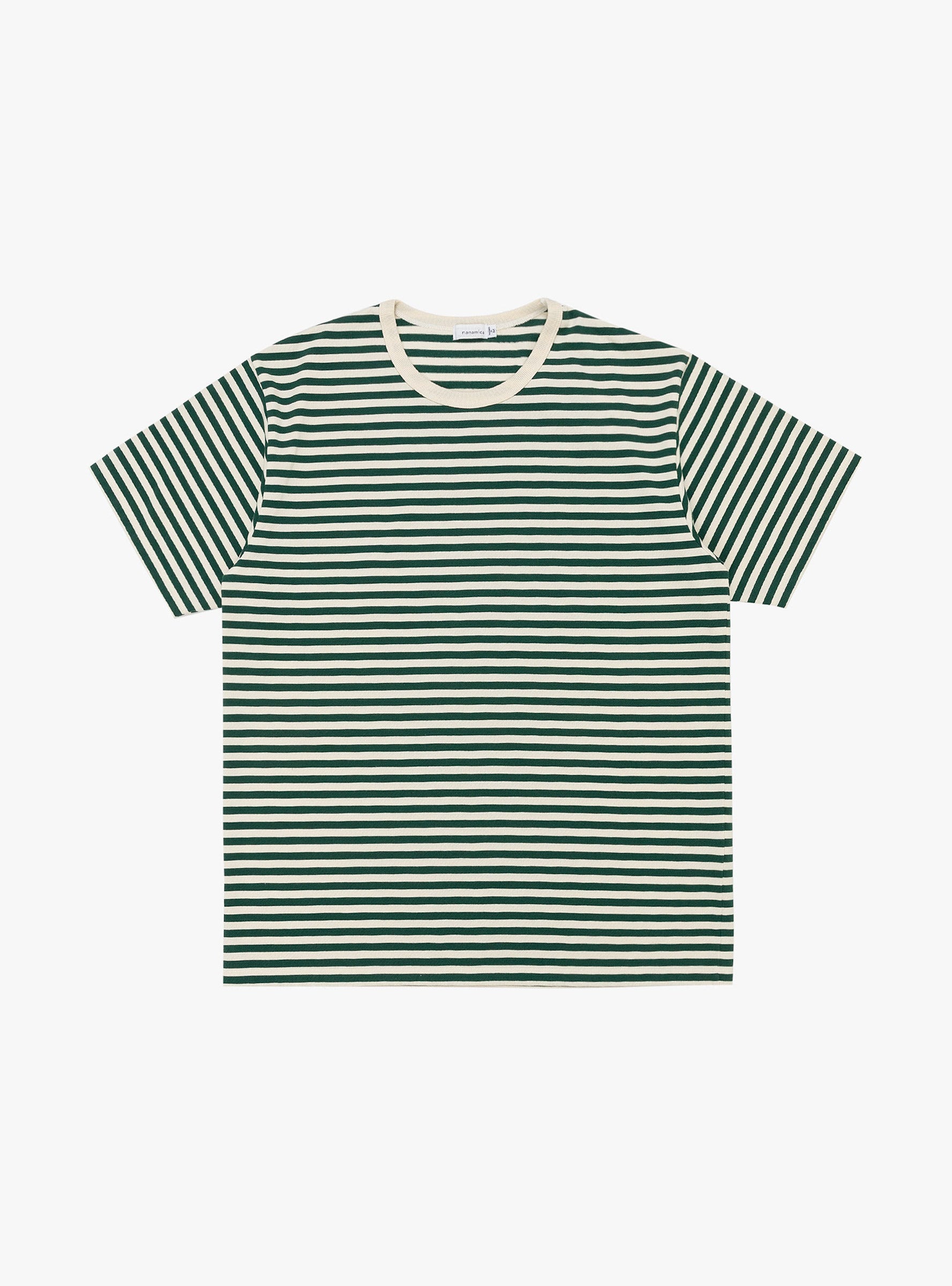  nanamica COOLMAX Stripe Jersey T-shirt Green & Natural - Size: Large