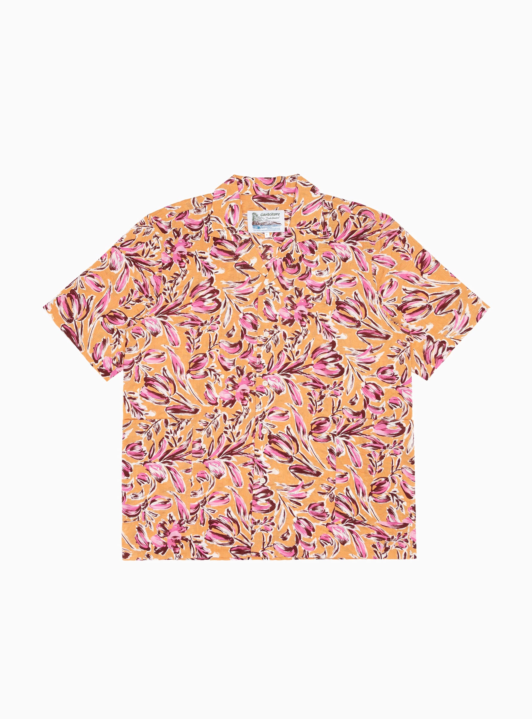  Garbstore Kabana Shirt Orange Floral - Size: Large