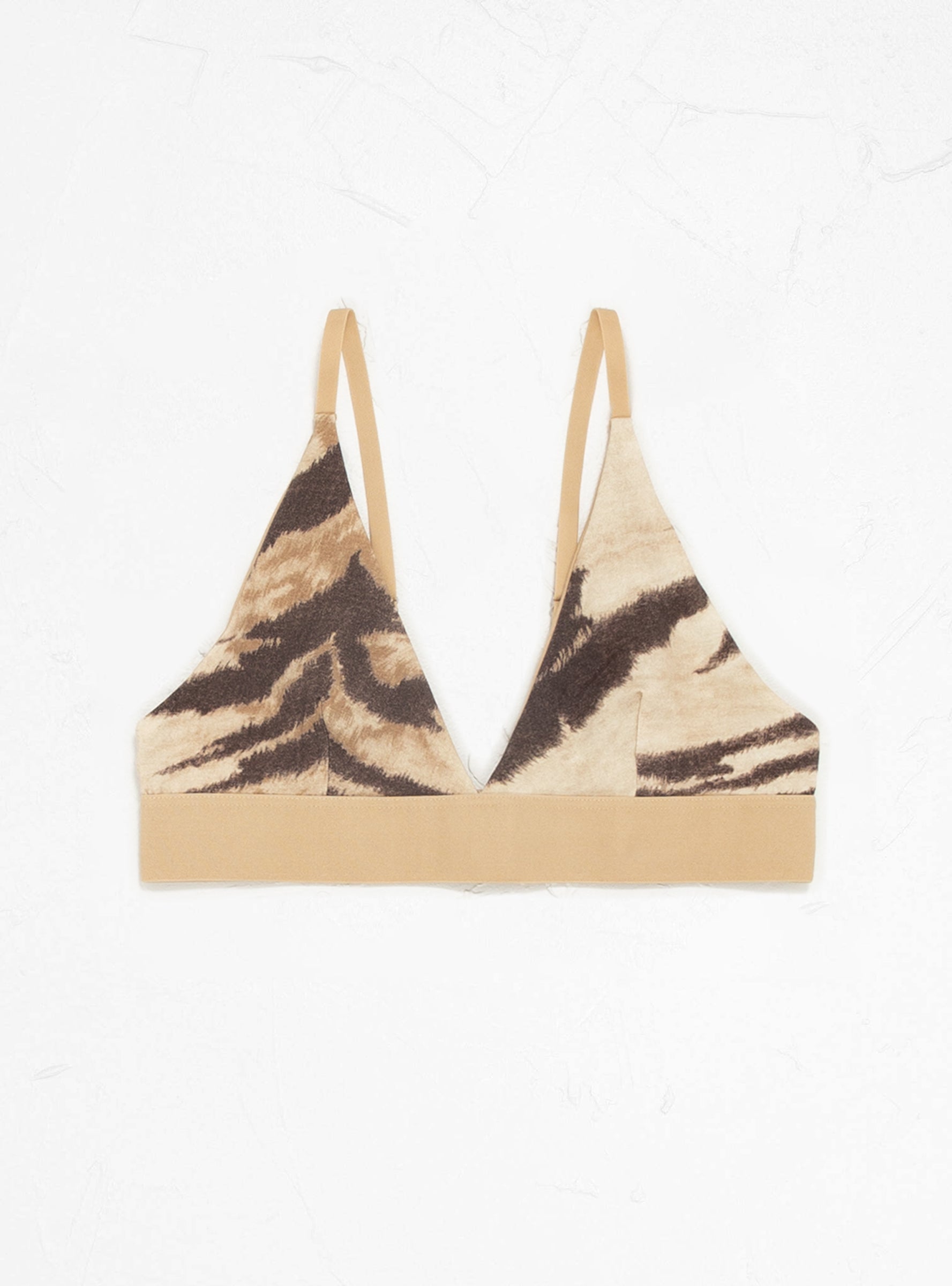  Baserange Triangle Bra Beige & Brown Tiger Print - Size: XS