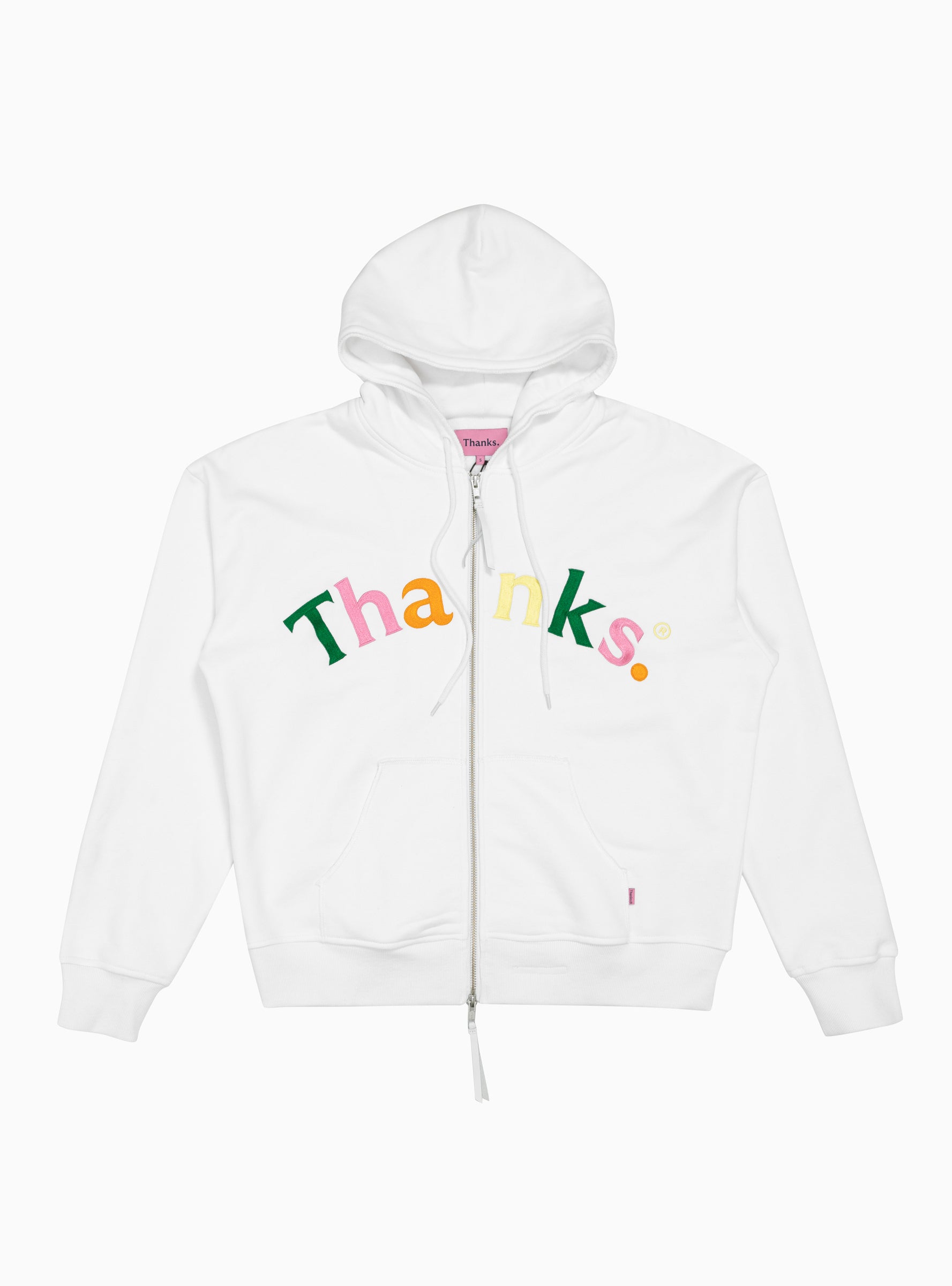  Thanks. Logo Embroidered Hoodie White & Multi