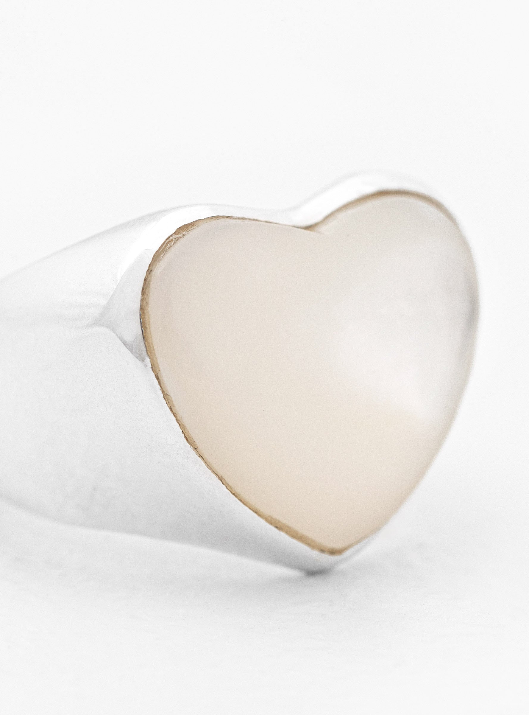  Annika Inez Large Pearl Heart Silver Ring - US 5