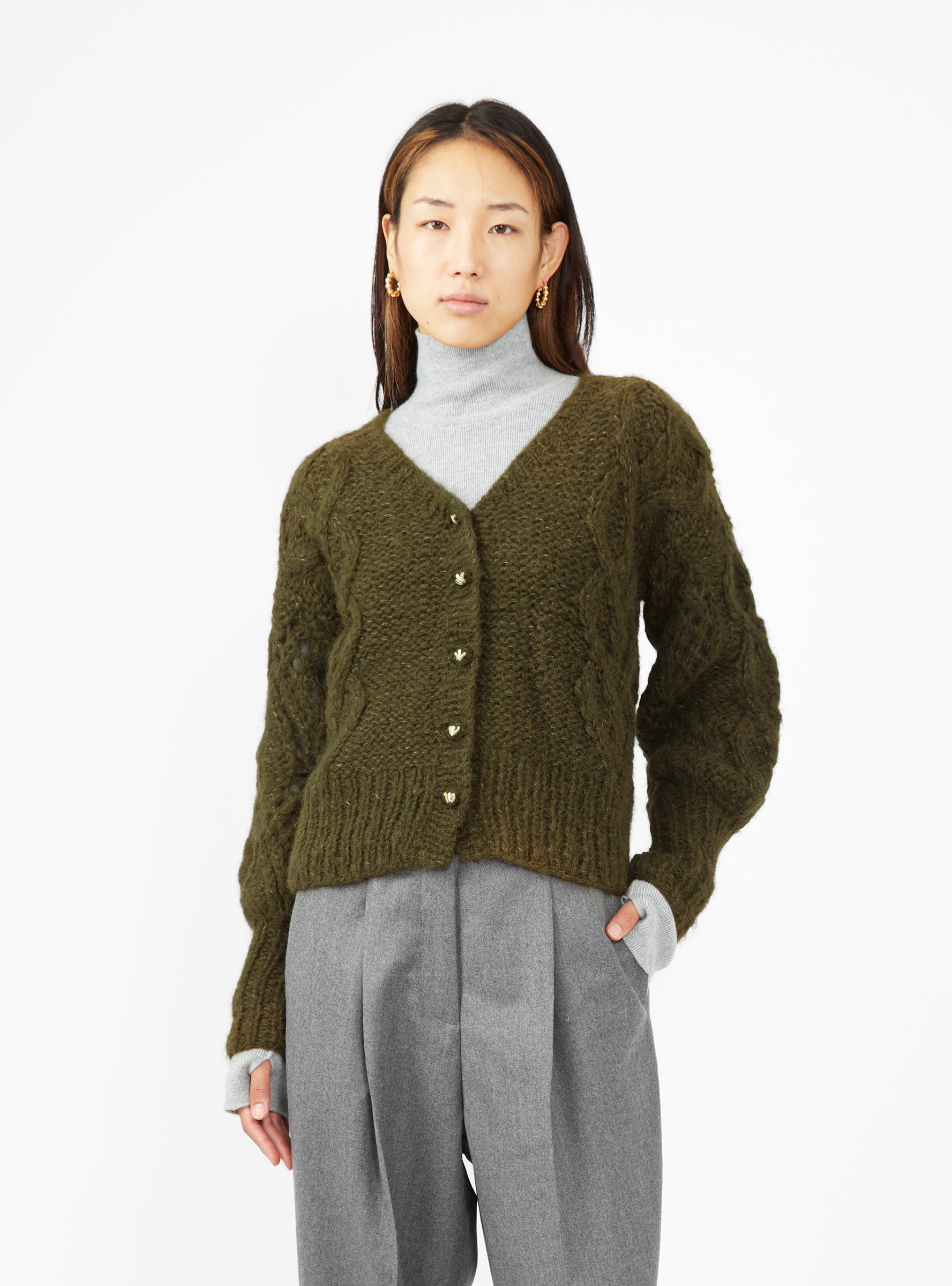  AYNI Sonquolly Cardigan Army Green