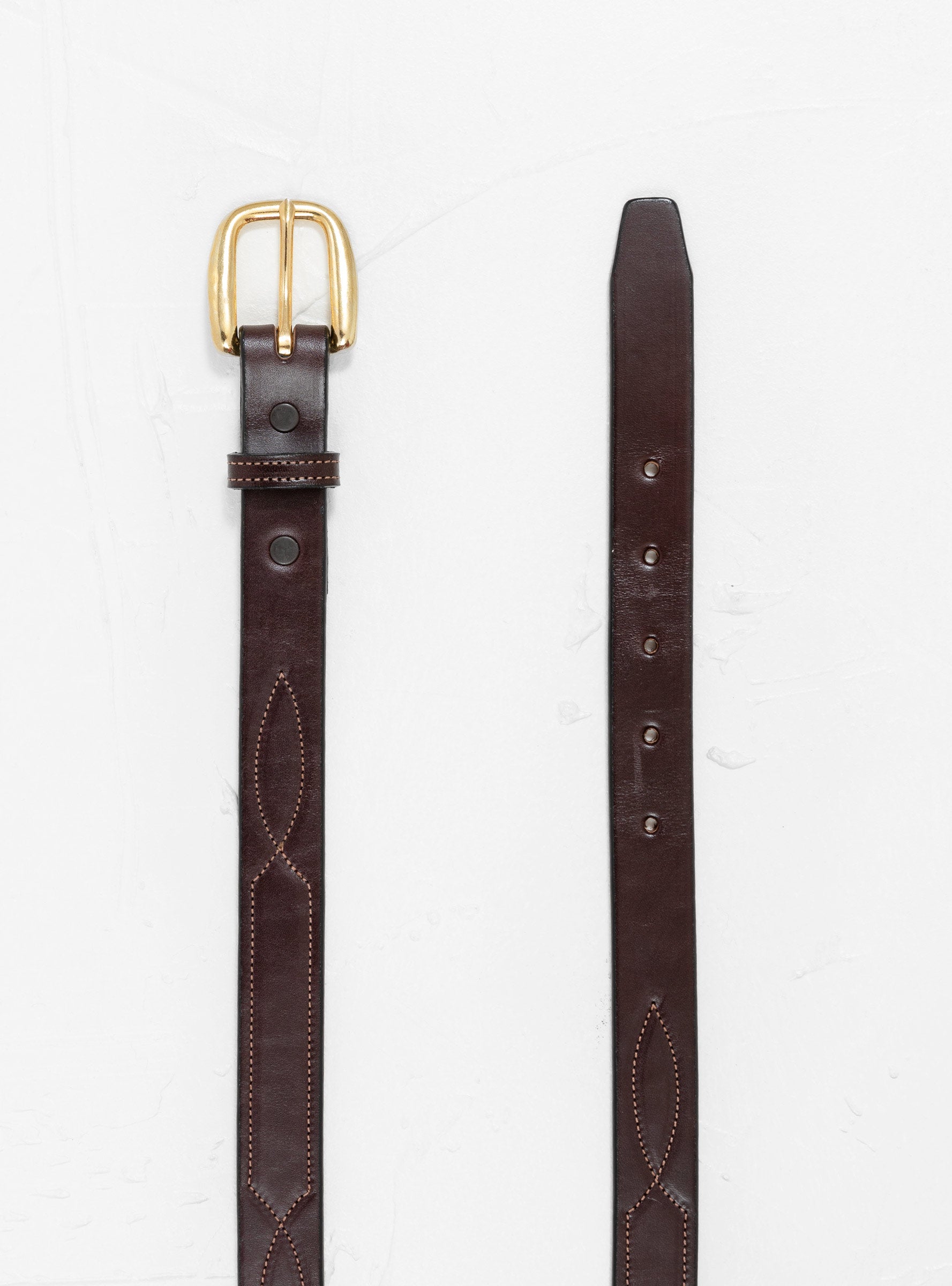  Tory Leather Repeated Stitch Belt Havana & Brass - XL