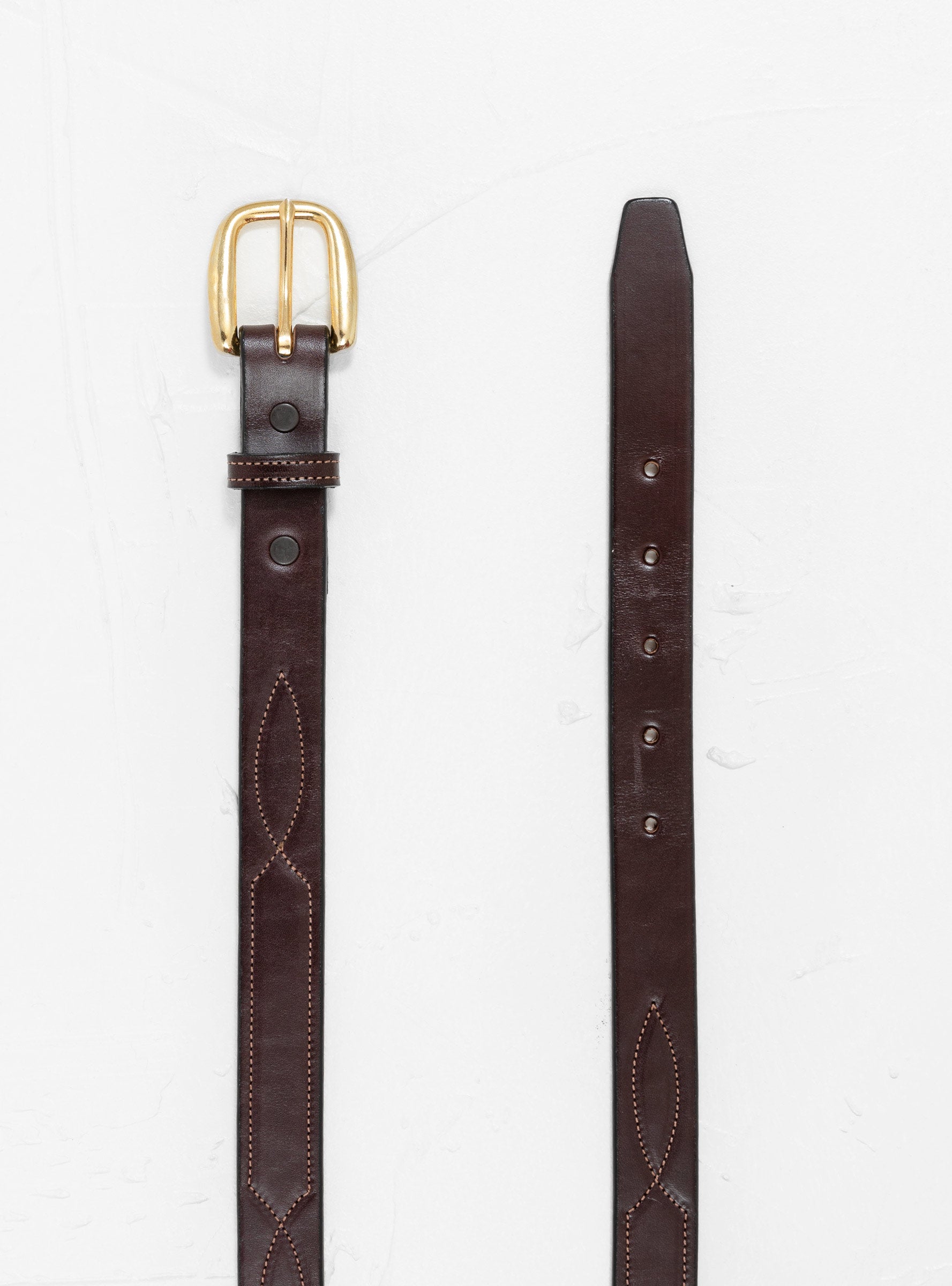  Tory Leather Repeated Stitch Belt Havana & Brass - Large