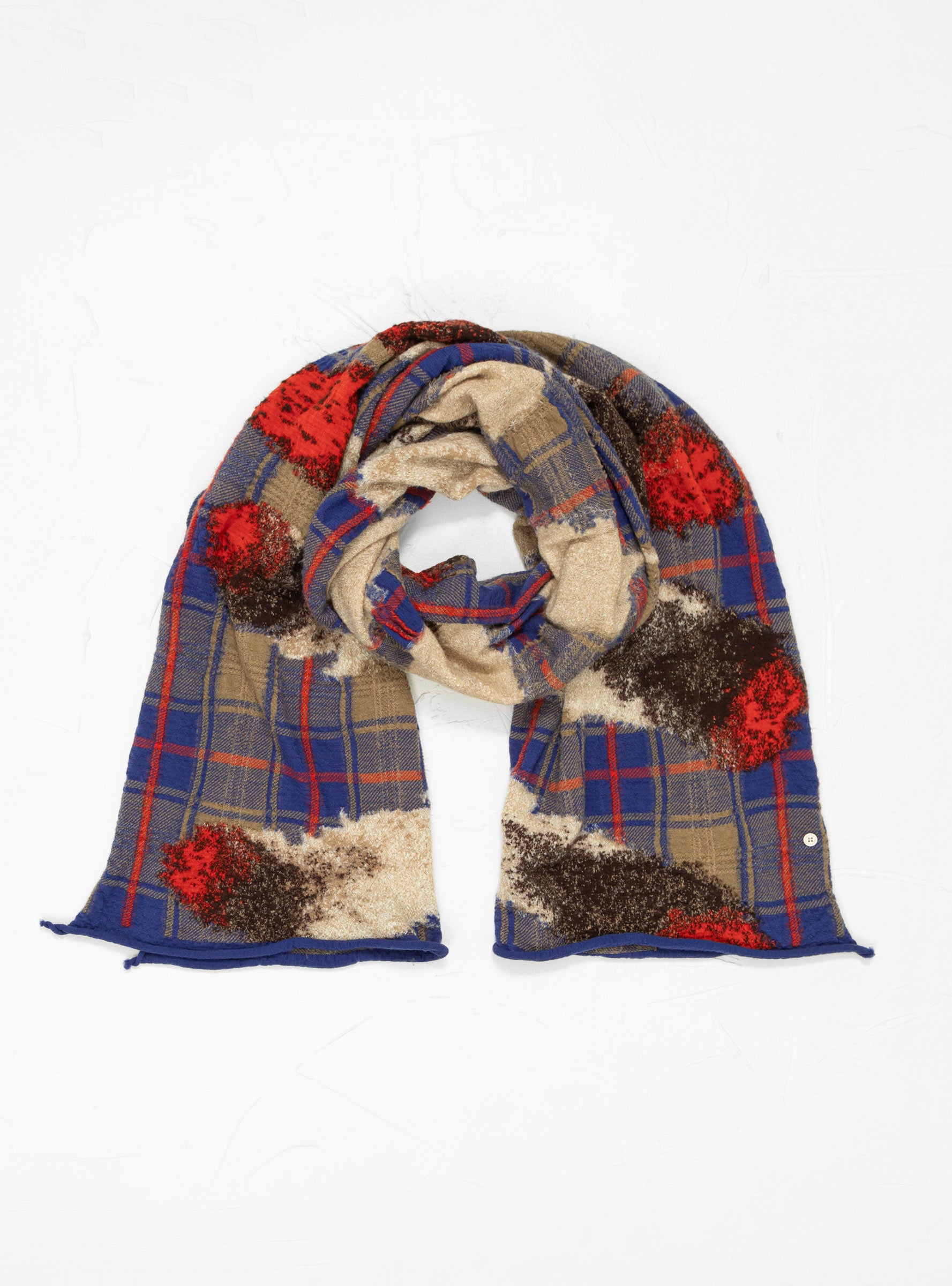  Kapital Fulling Wool Feather Scarf Blue Tartan