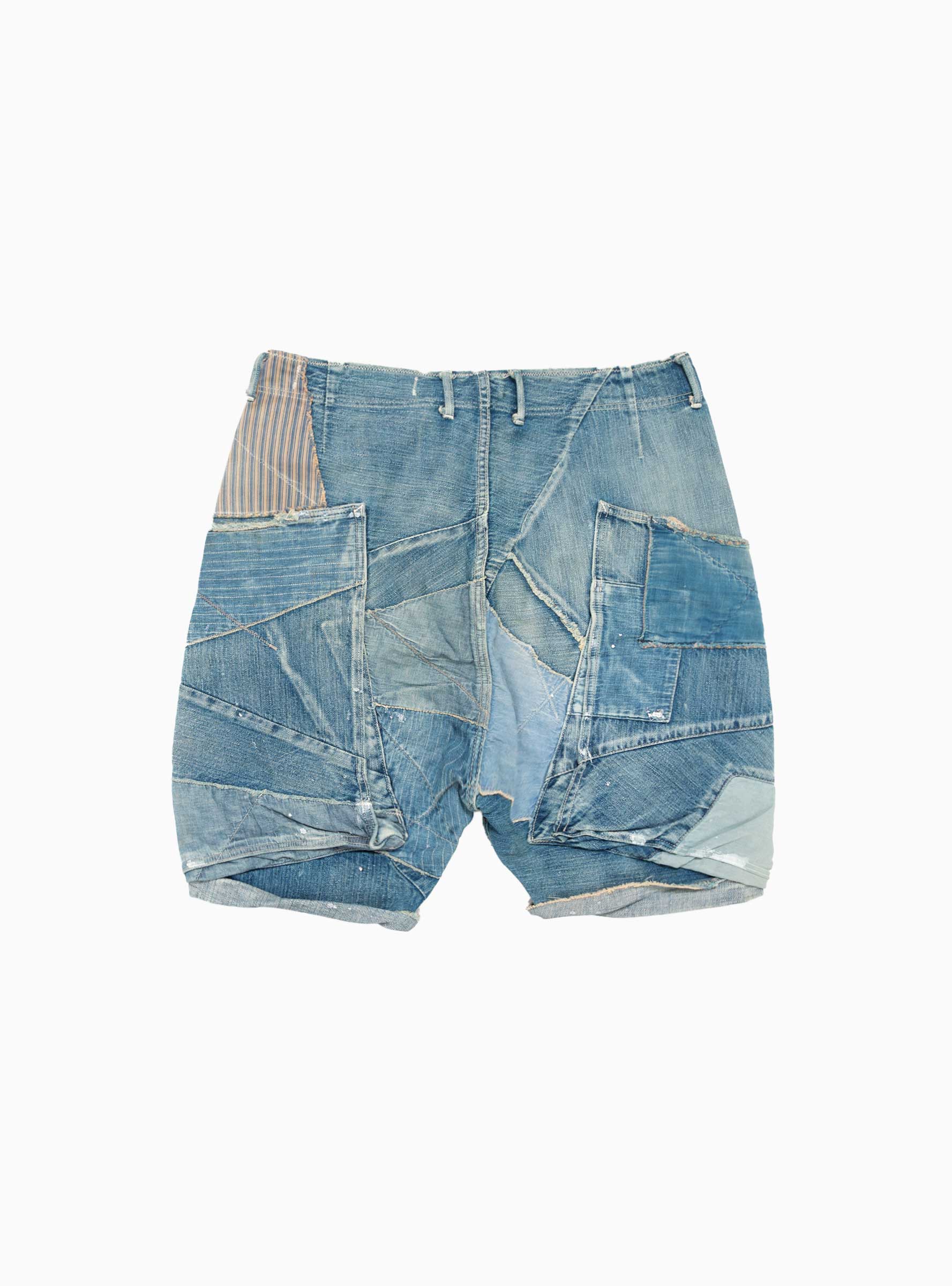  Kapital Patchwork Denim Shorts - Size: Medium