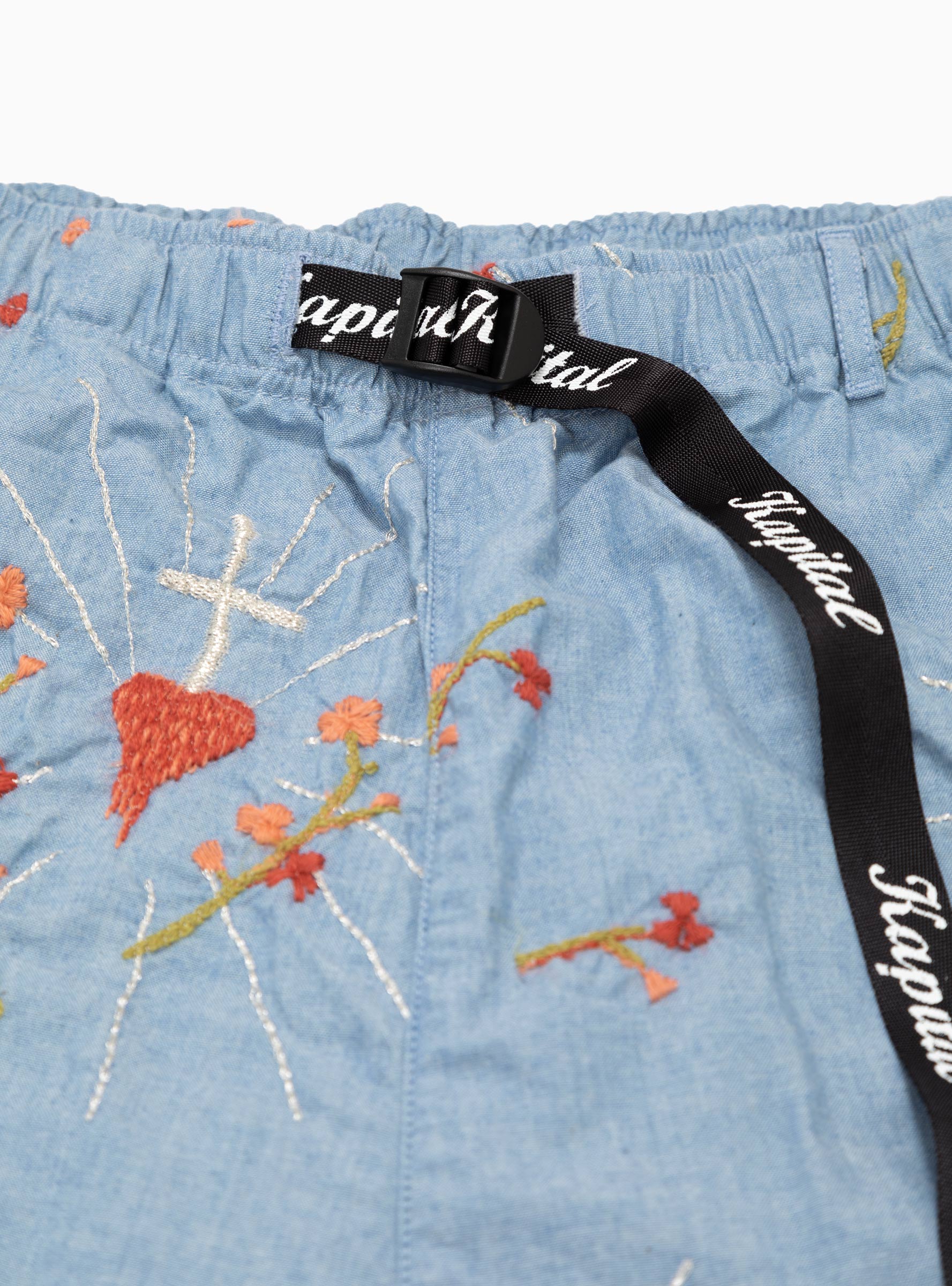  Kapital Corazon Embroidered Easy Shorts Blue - Size: Large