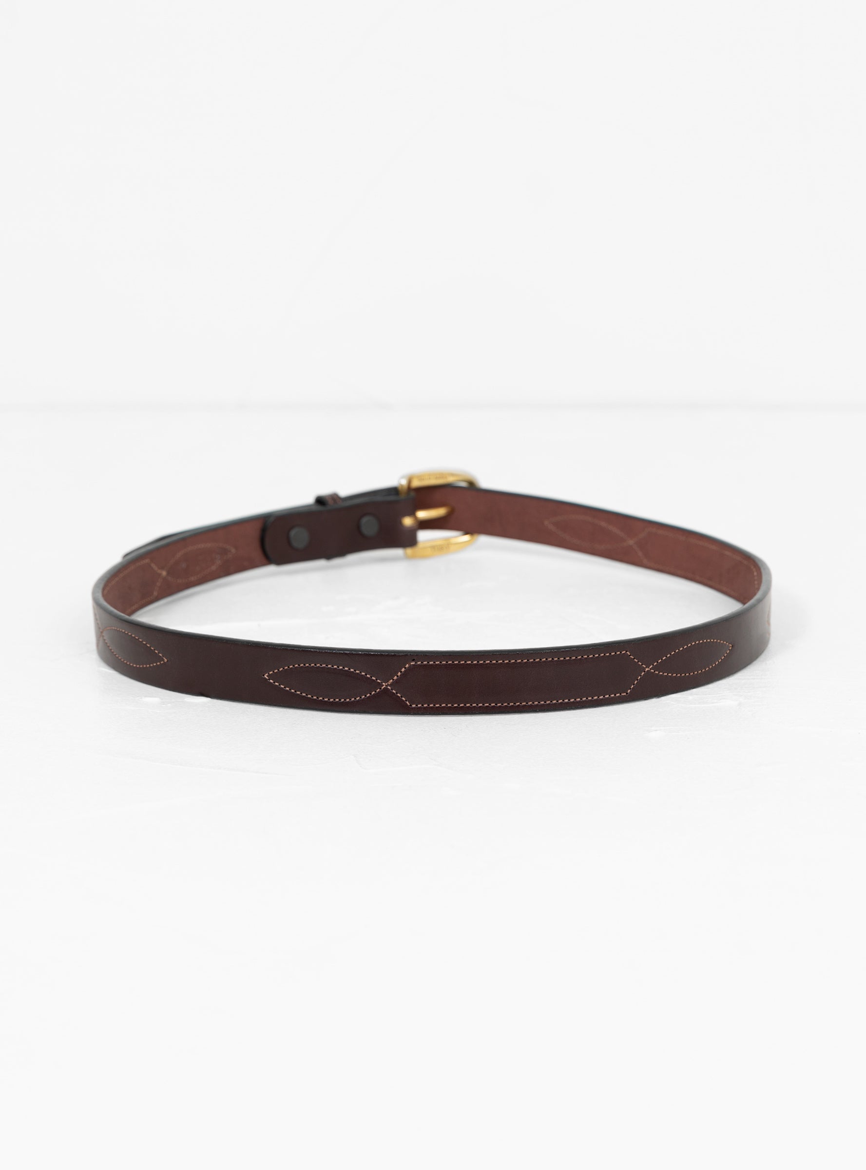  Tory Leather Repeated Stitch Belt Havana & Brass - XL