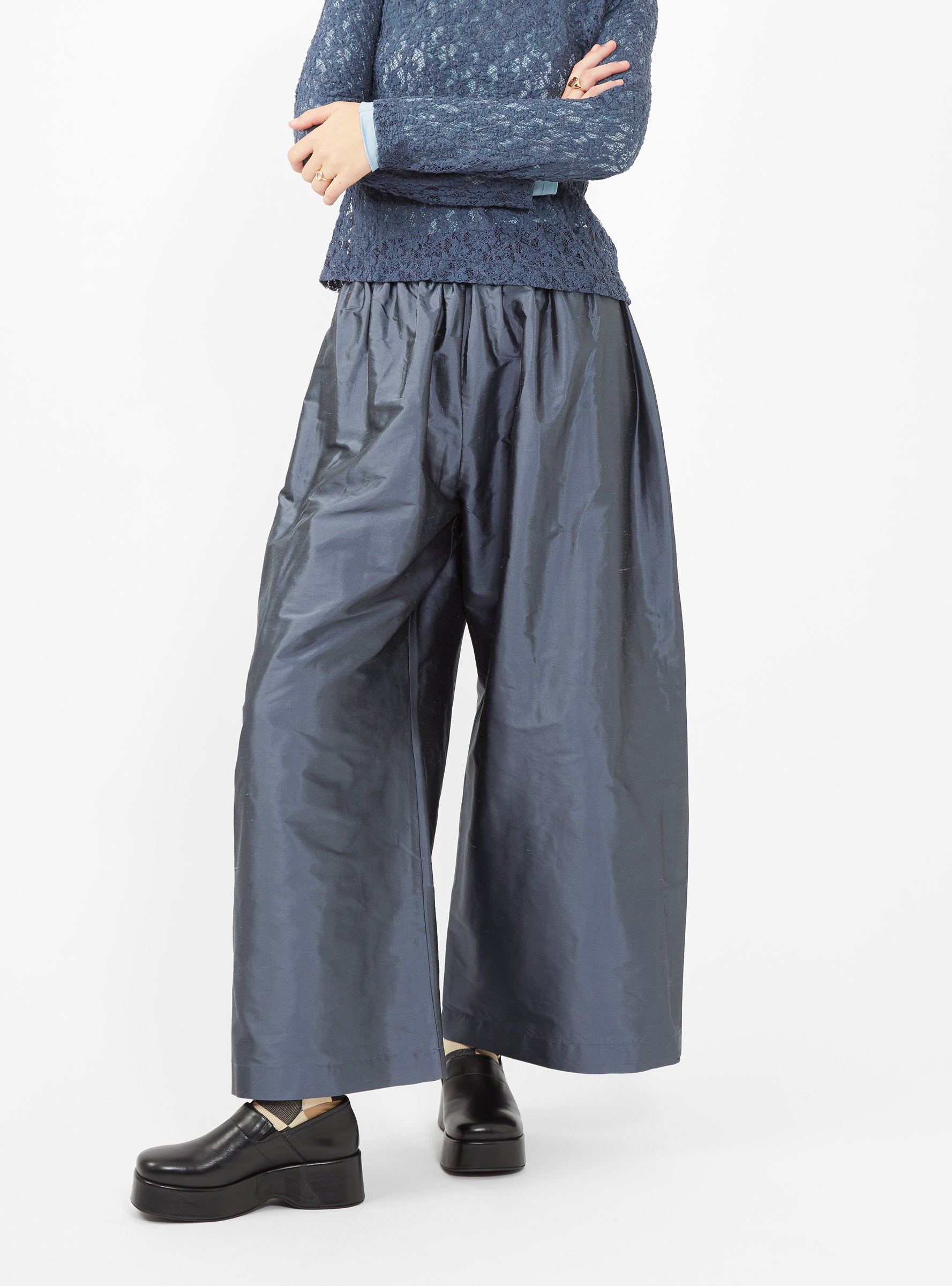  Cawley May Silk Dupion Trousers Gun Metal