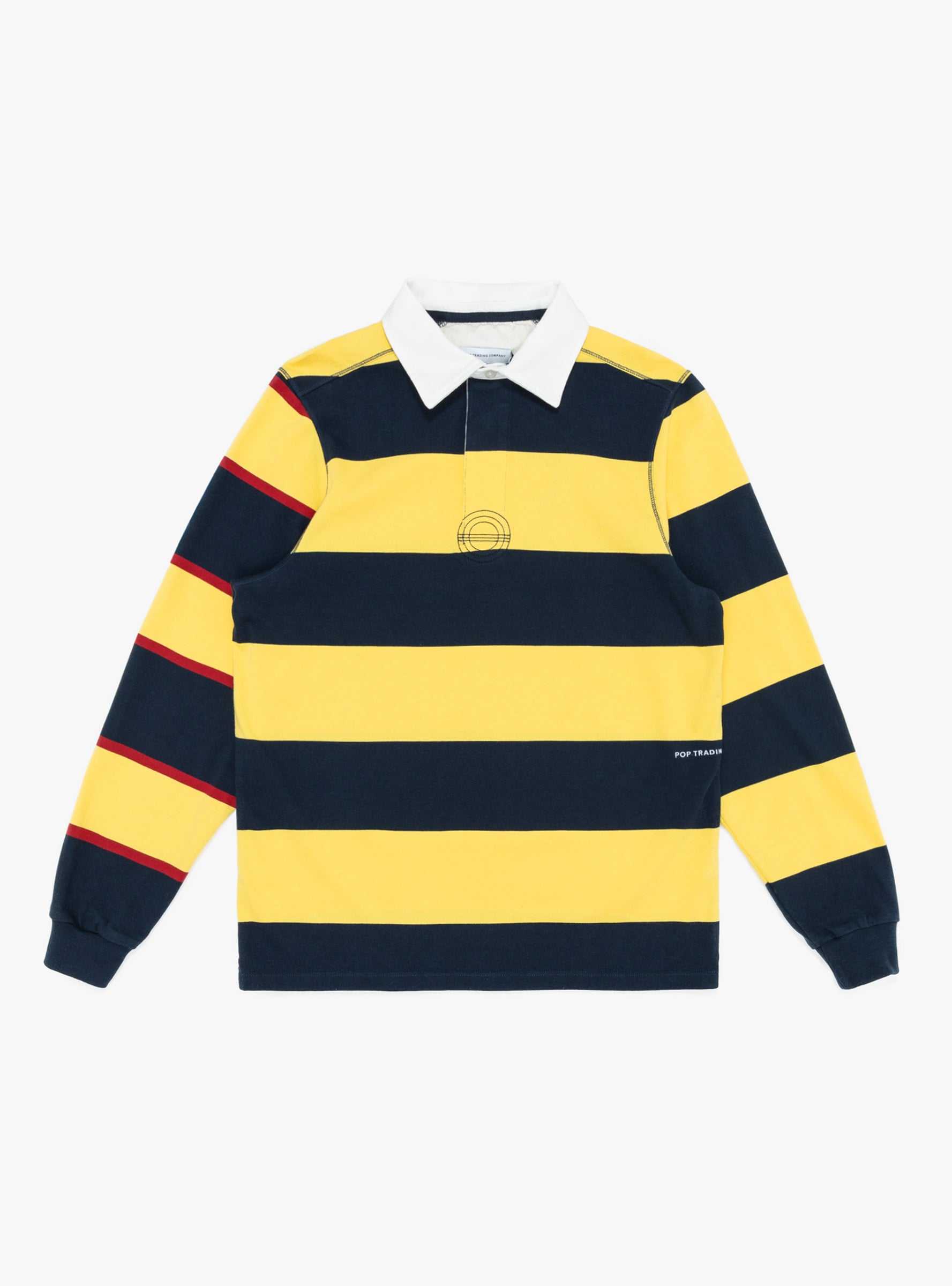 Pop Trading Company Pop Trading Company Striped Logo Rugby Polo Sweater Snapdragon - Size: Large