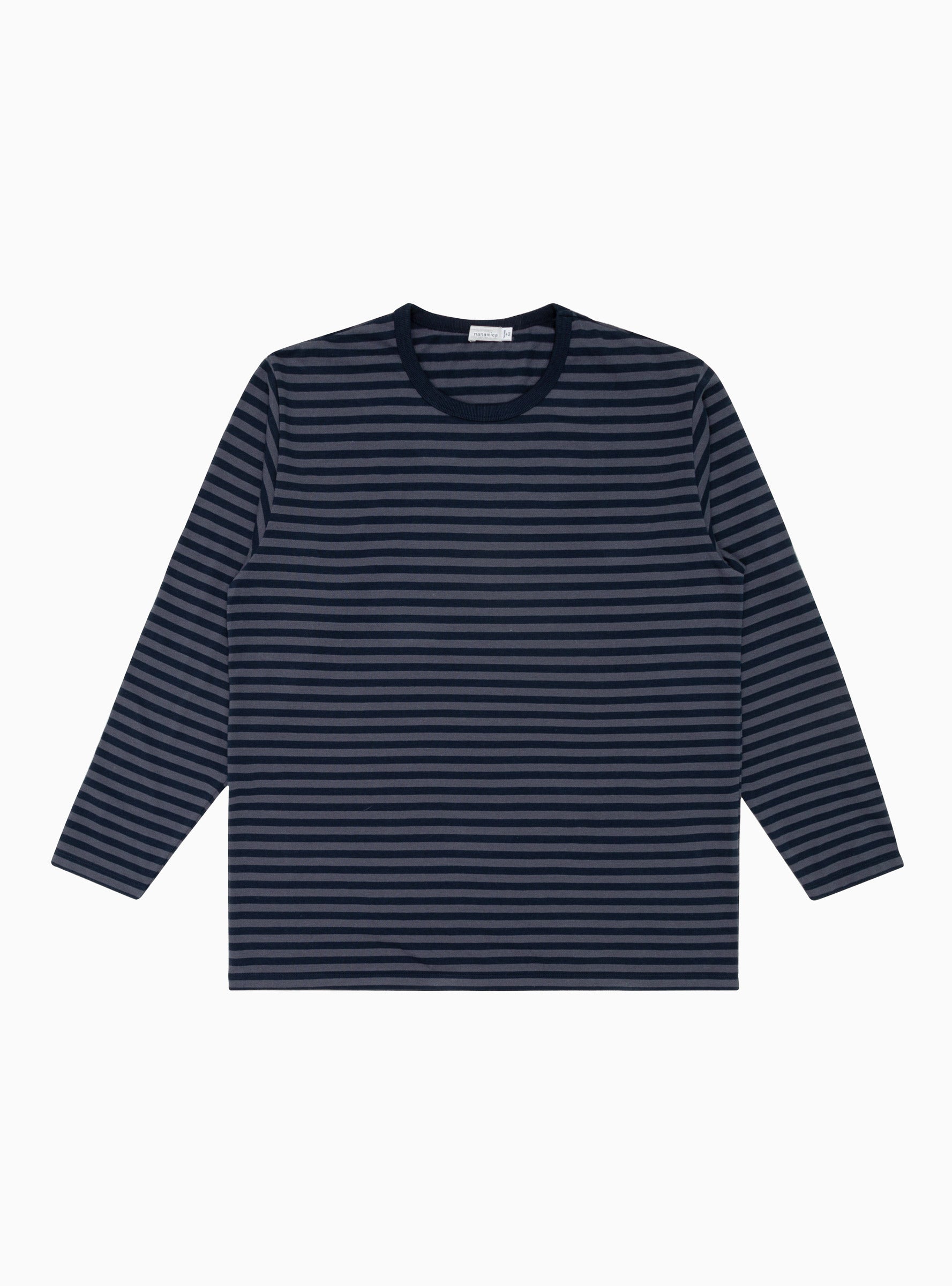  nanamica COOLMAX Stripe Long Sleeve Tee Navy & Grey