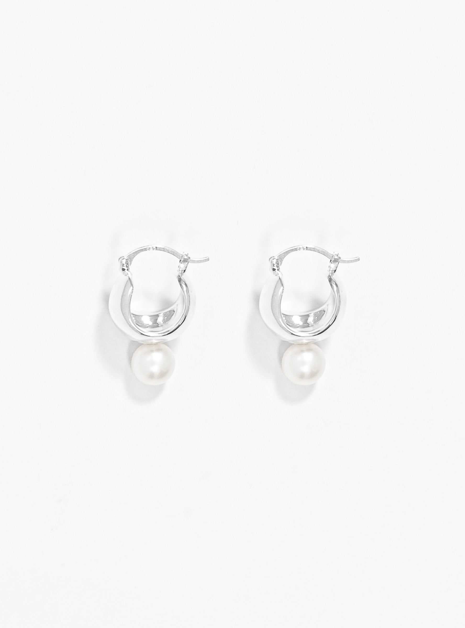  Modern Weaving Sterling Silver Mini Bubble Hoop Sphere Earrings Pearl