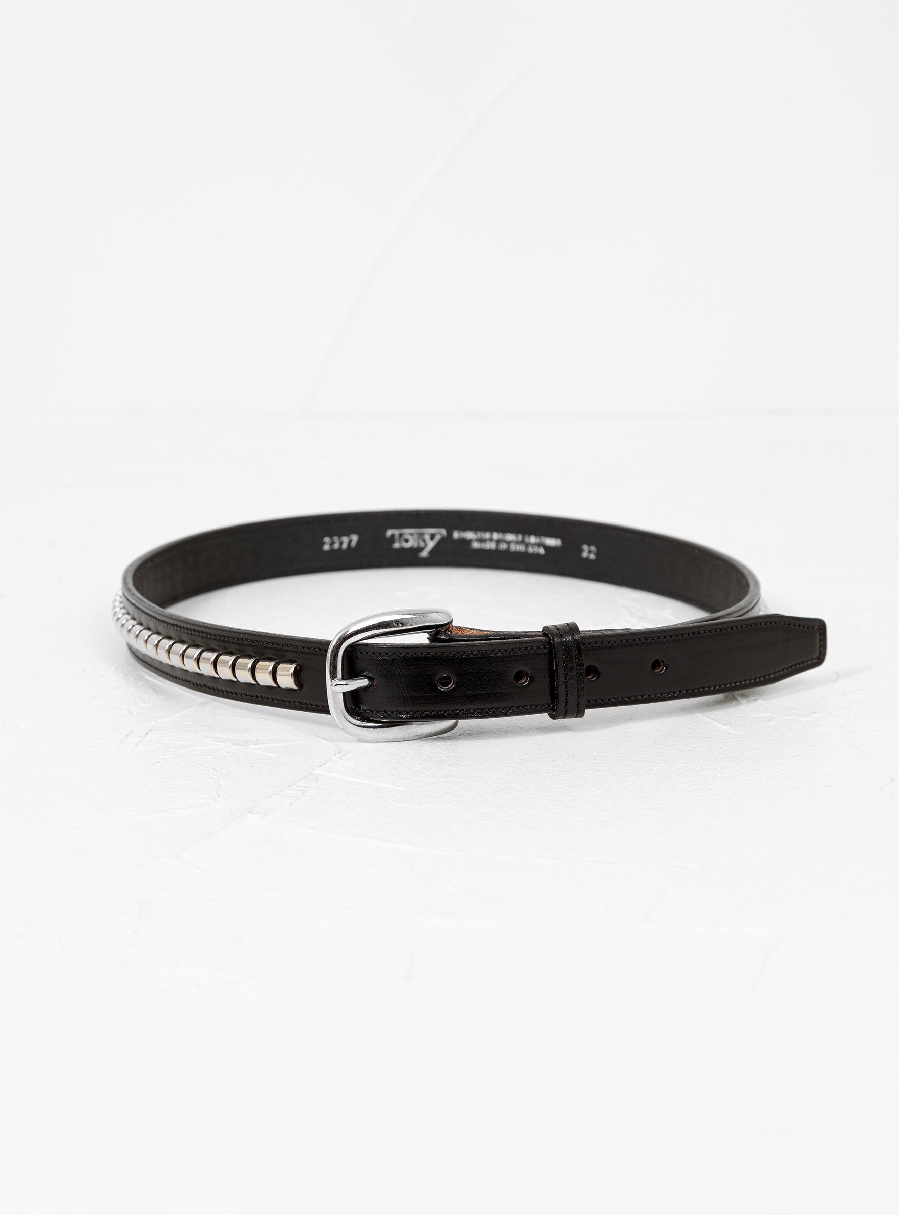  Tory Leather Clincher Belt Black & Silver - 32"