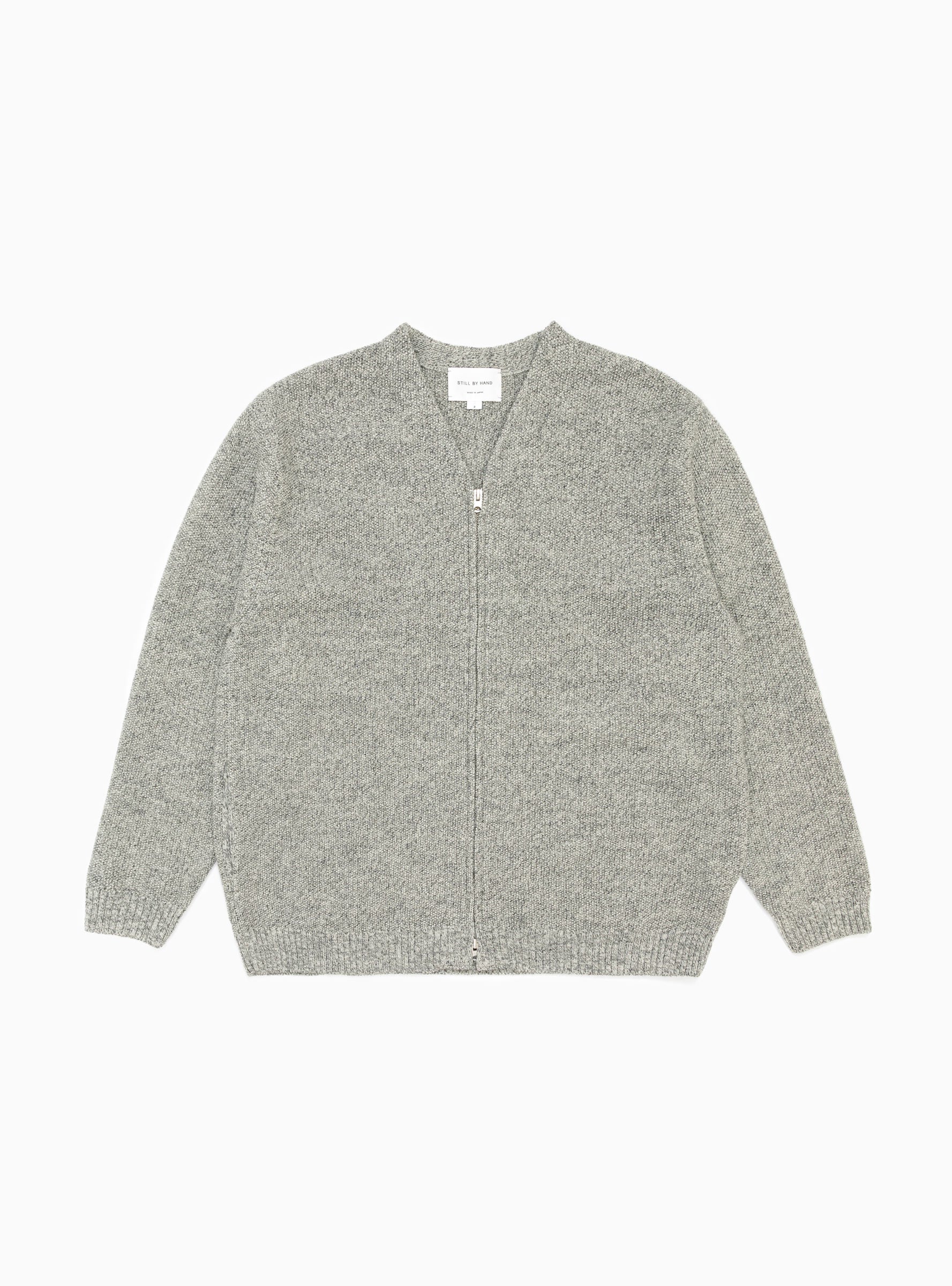  Still By Hand Zip Up Cardigan Light Grey