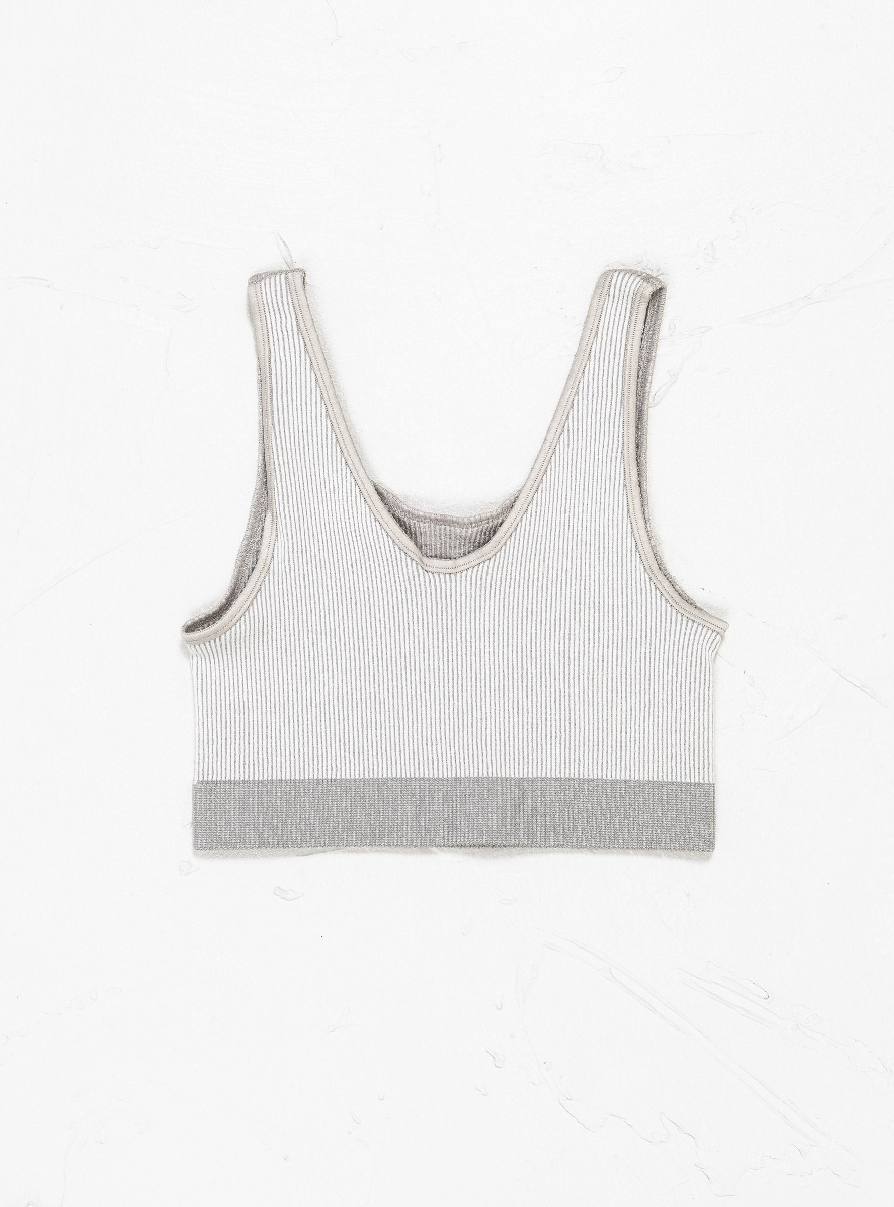  Baserange Fine Seamless Scoop Top Grey Stripe