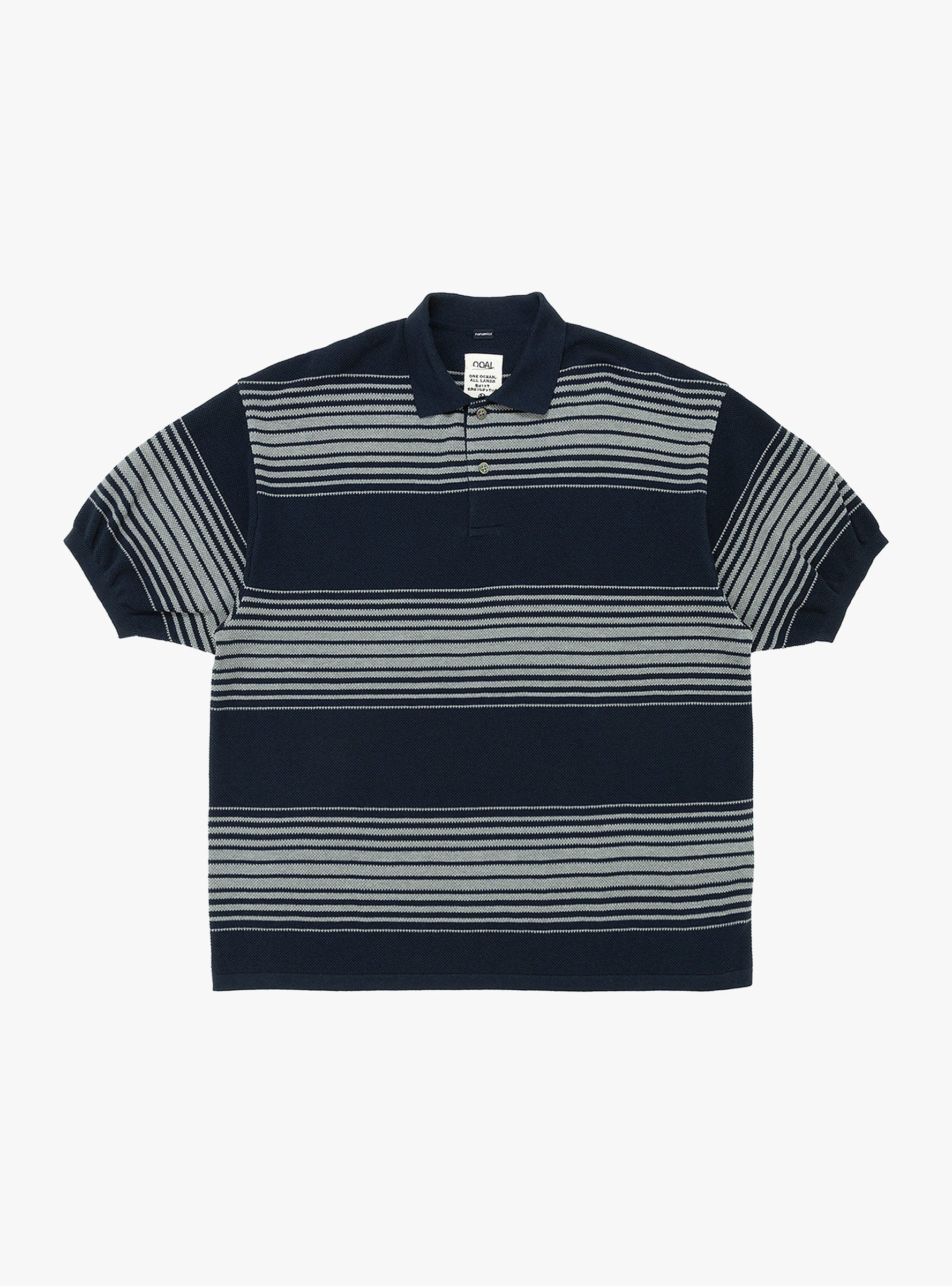  nanamica Stripe Polo Sweater Navy - Size: Large