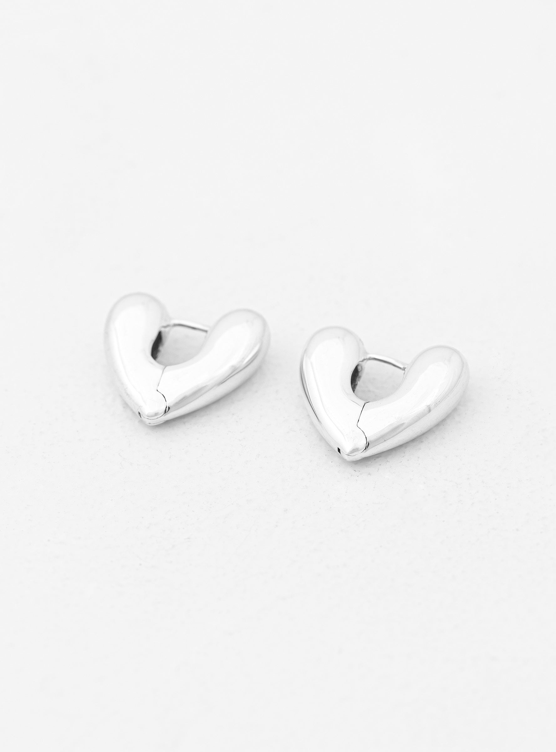  Annika Inez Small Heart Silver Hoop Earrings