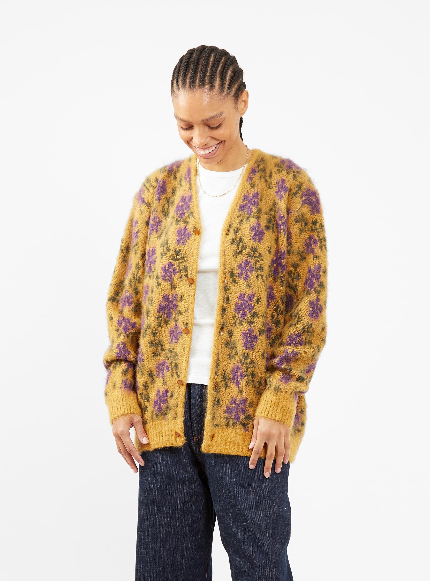  Needles Mohair Cardigan Yellow Floral