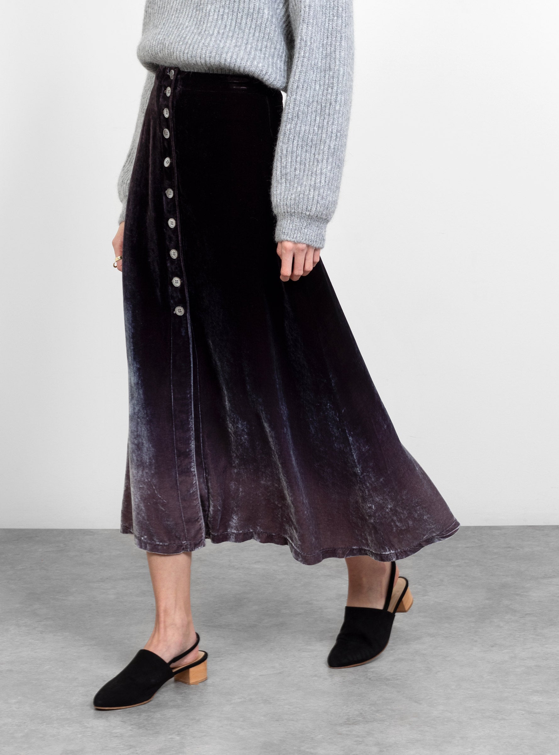  Raquel Allegra Button Front Skirt Night Ombre