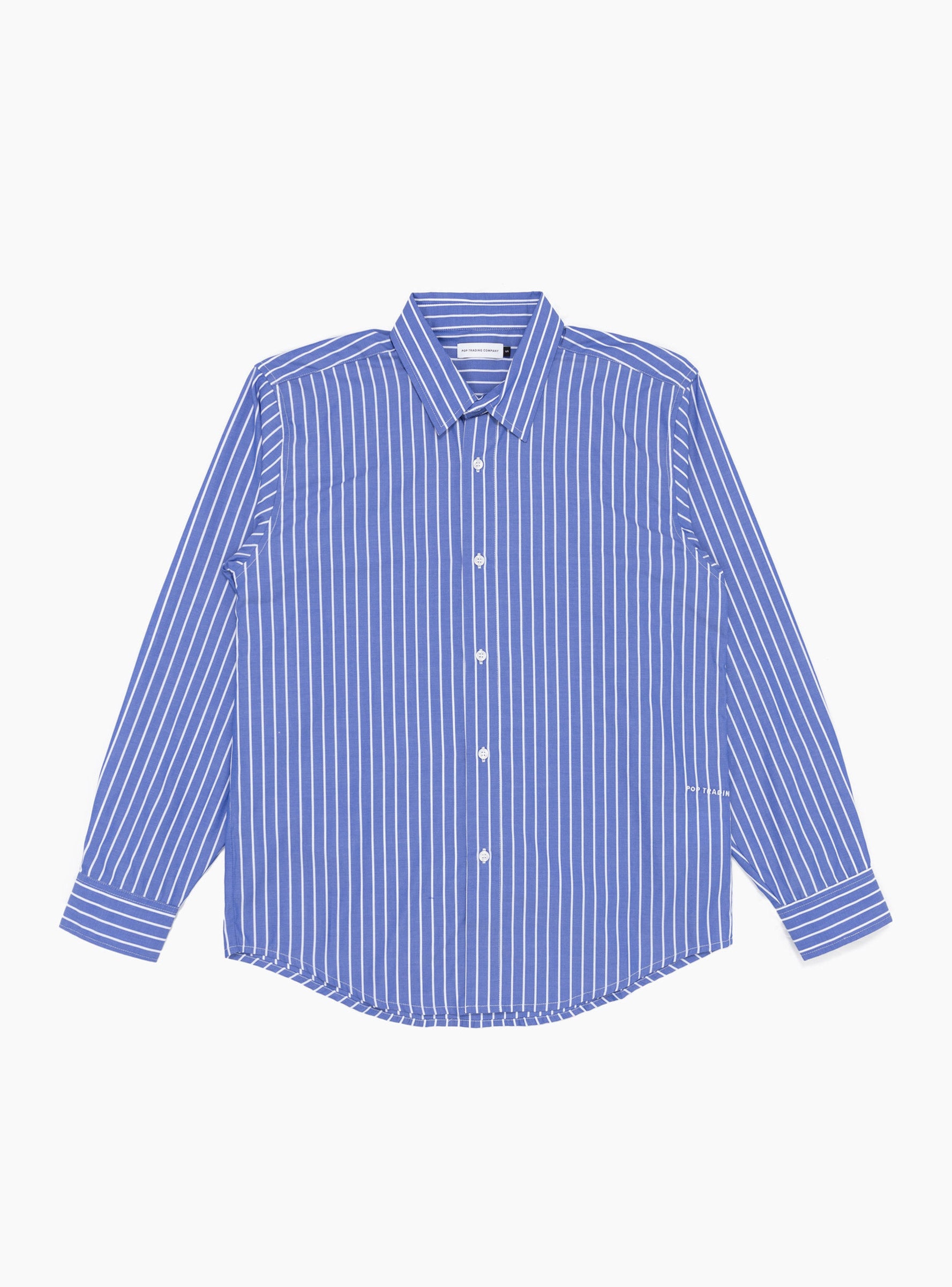 Pop Trading Company Pop Trading Company Logo Striped Shirt Blue - Size: Large