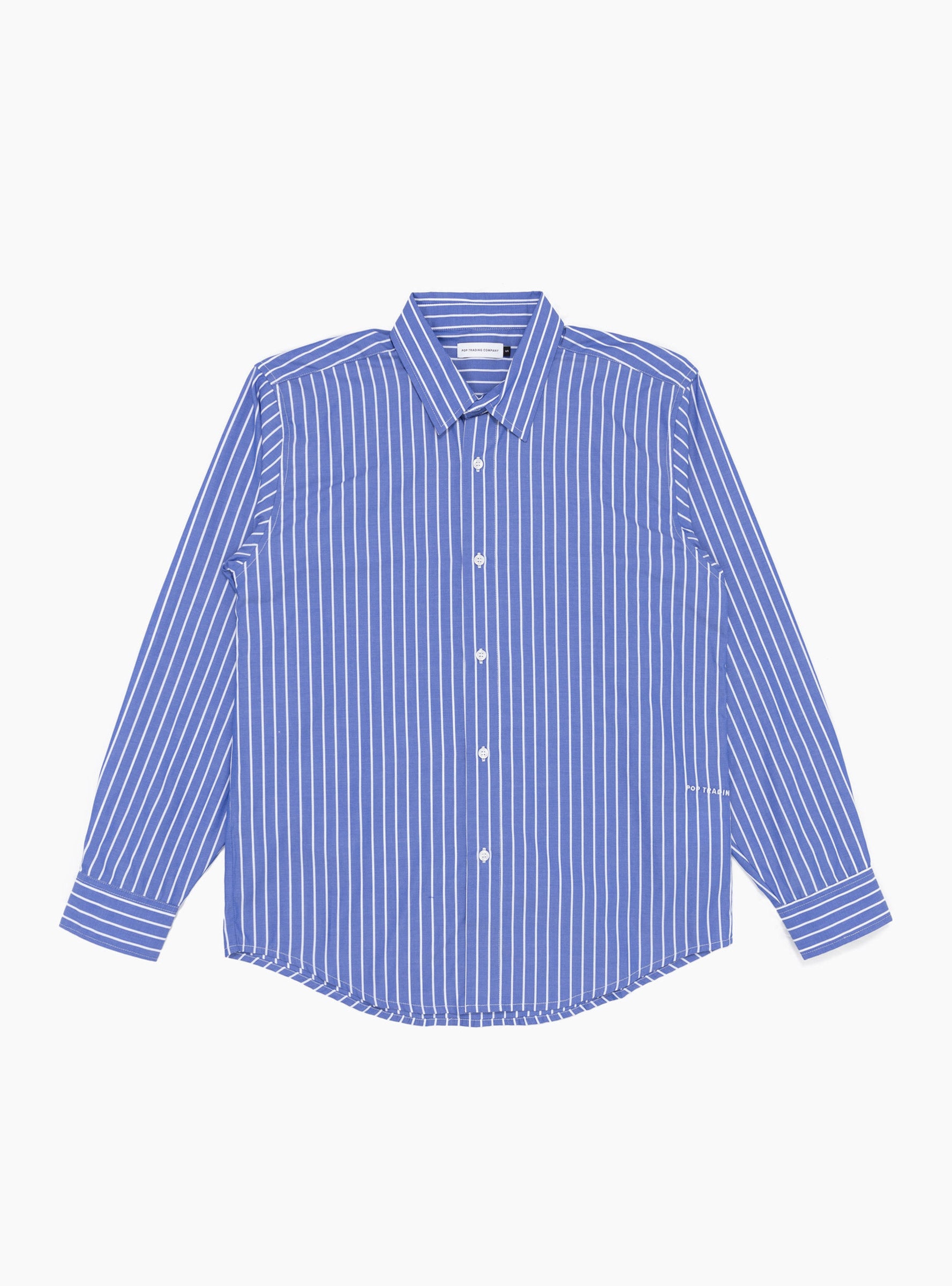 Pop Trading Company Pop Trading Company Logo Striped Shirt Blue - Size: XL